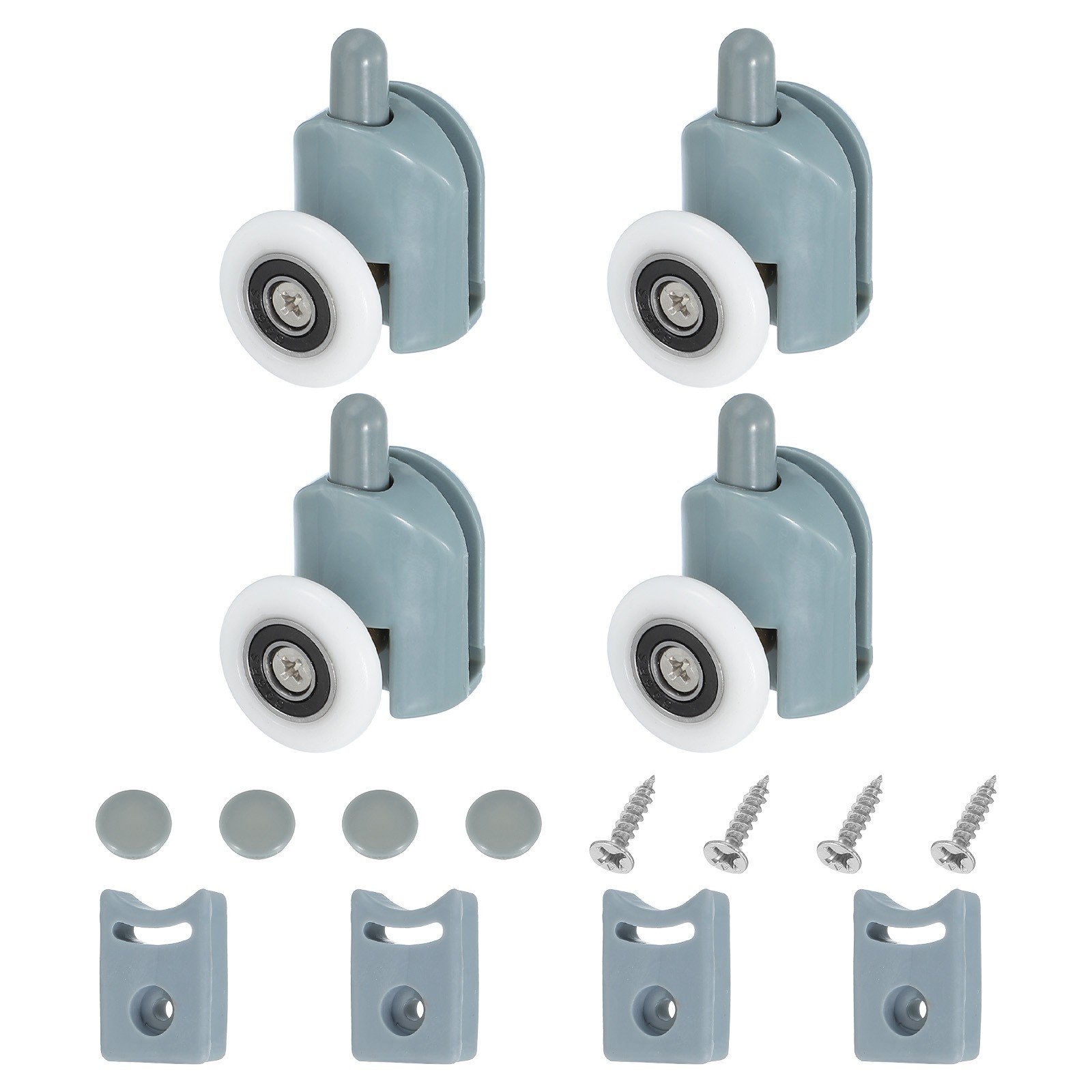 4Pcs 25mm Single Shower Door Rollers Plastic Bottom Wheels Pulleys Guide Grey