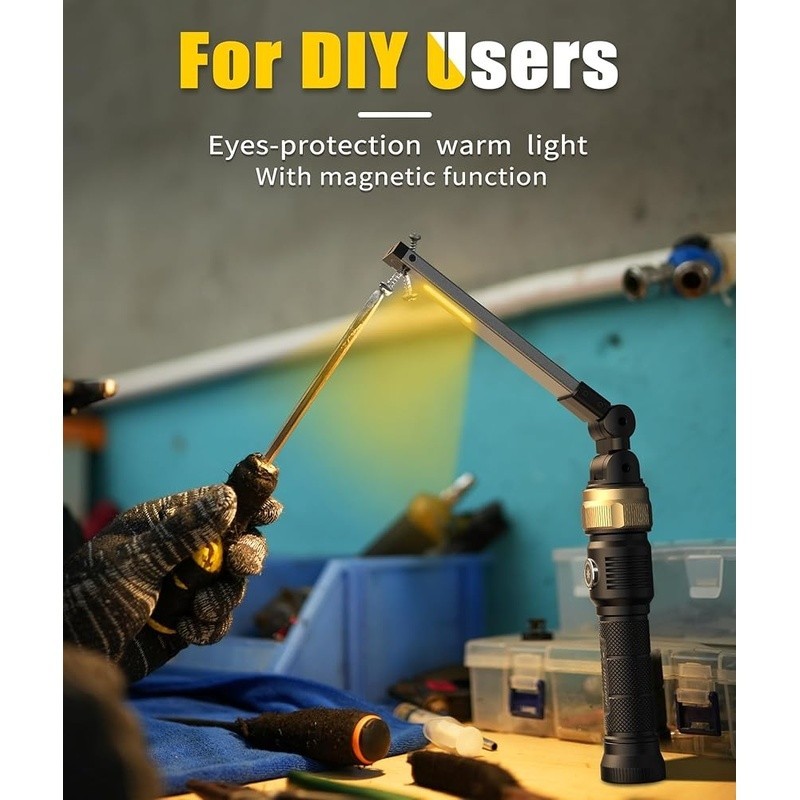 Rechargeable Work Light 5000mAh Magnetic Flashlight with 360° Rotate Foldable