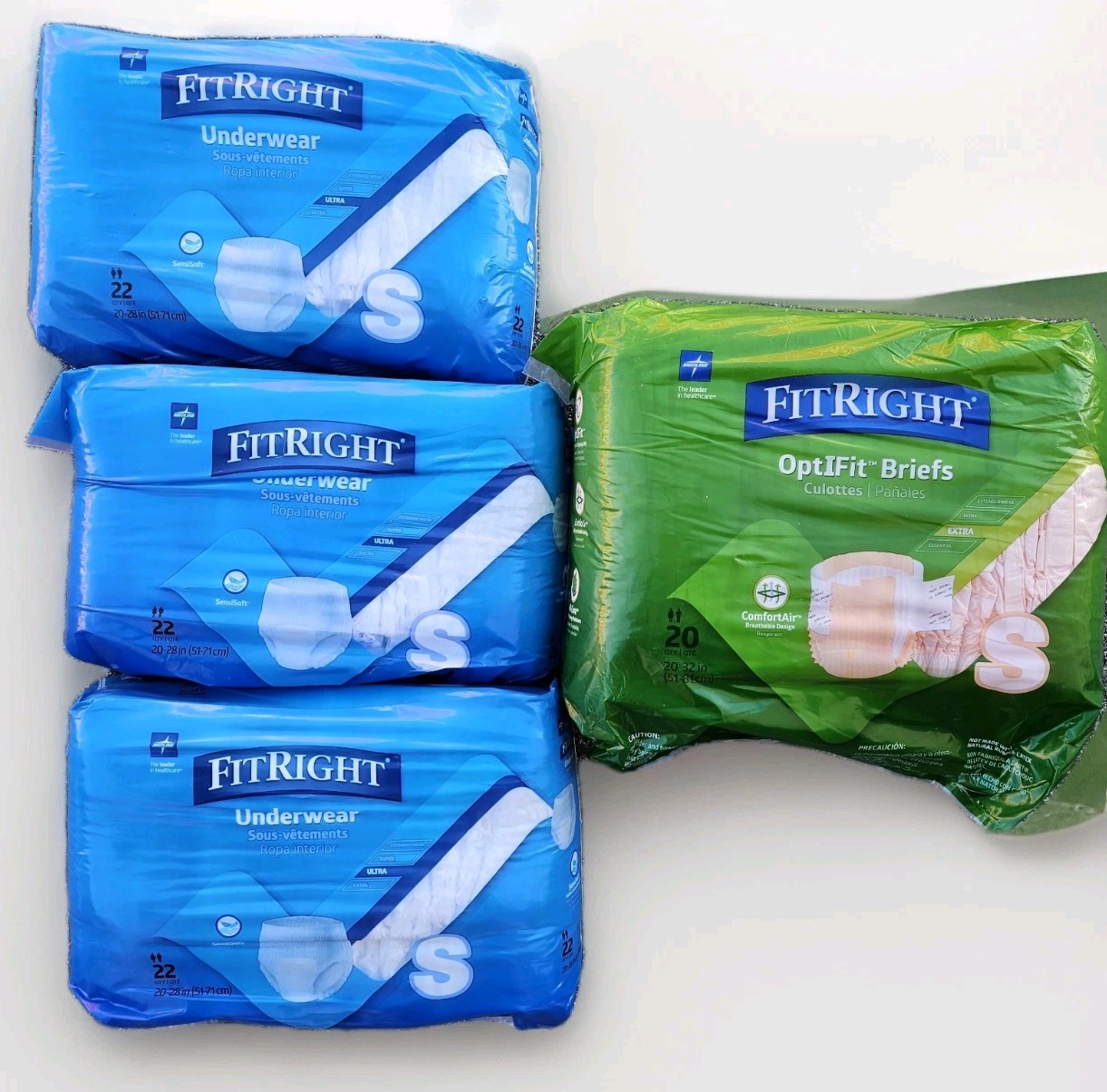 Medline FitRight Underwear OptiFit Briefs Small 4 Packs Adult Incontinence 80