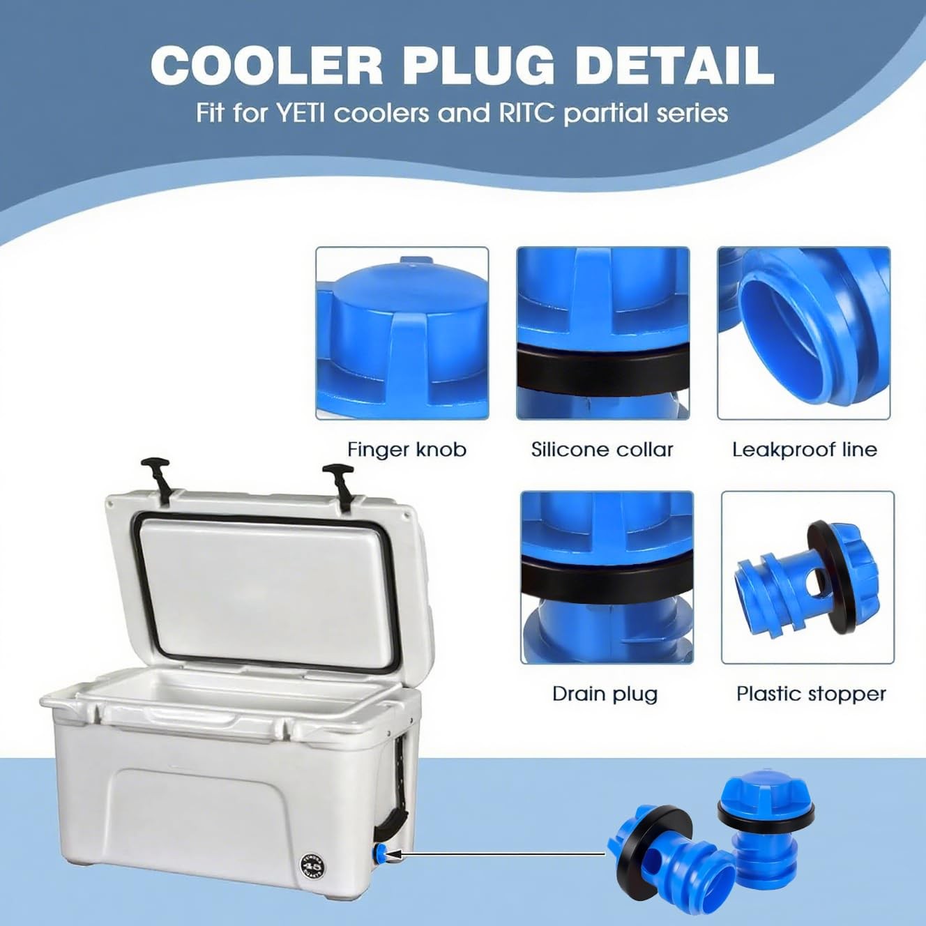 Cooler Drain Plug, 2 Pack Cooler Plug Replacement Parts Accessories LeakProof...
