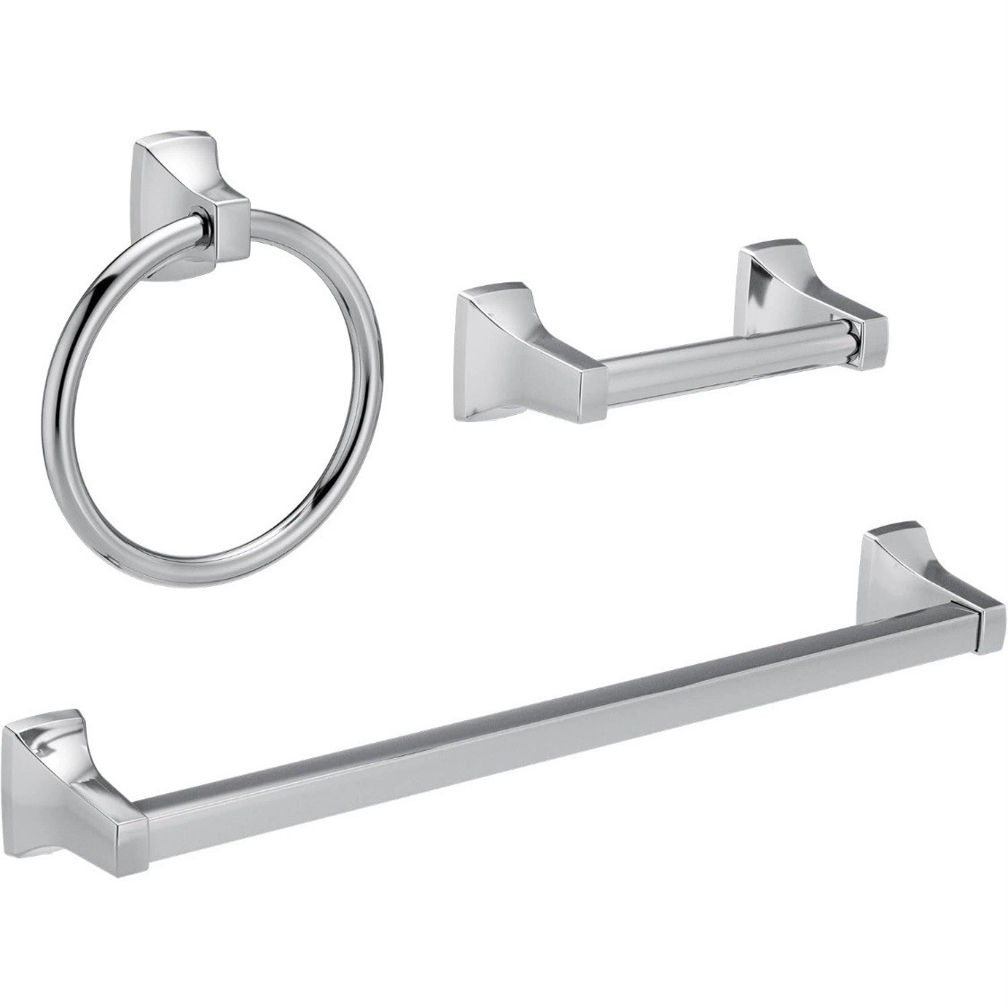 Moen YB0193CH Spring Loaded Paper Holder Bar & Towel Ring Set in Chrome Finish