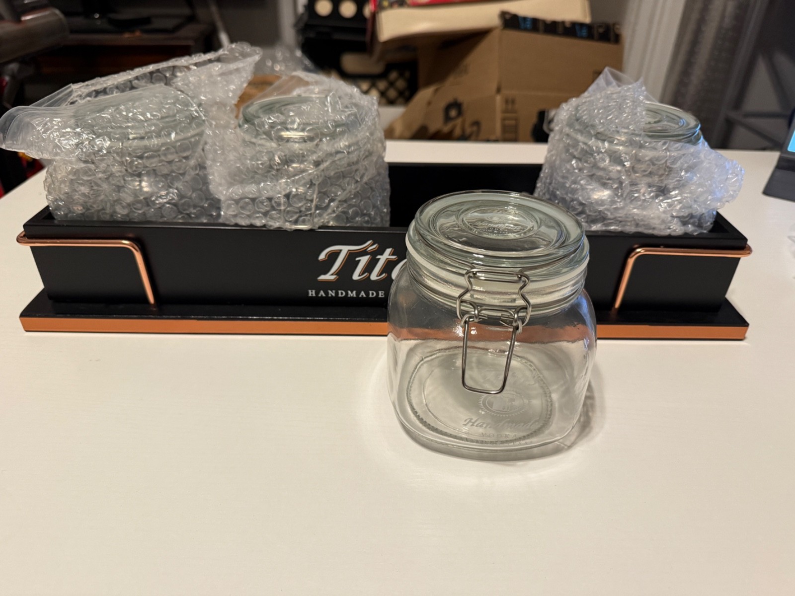 Tito's Garnish Jar Set of Four with Caddy Mason Jar Style Locking Lid Bar Tools