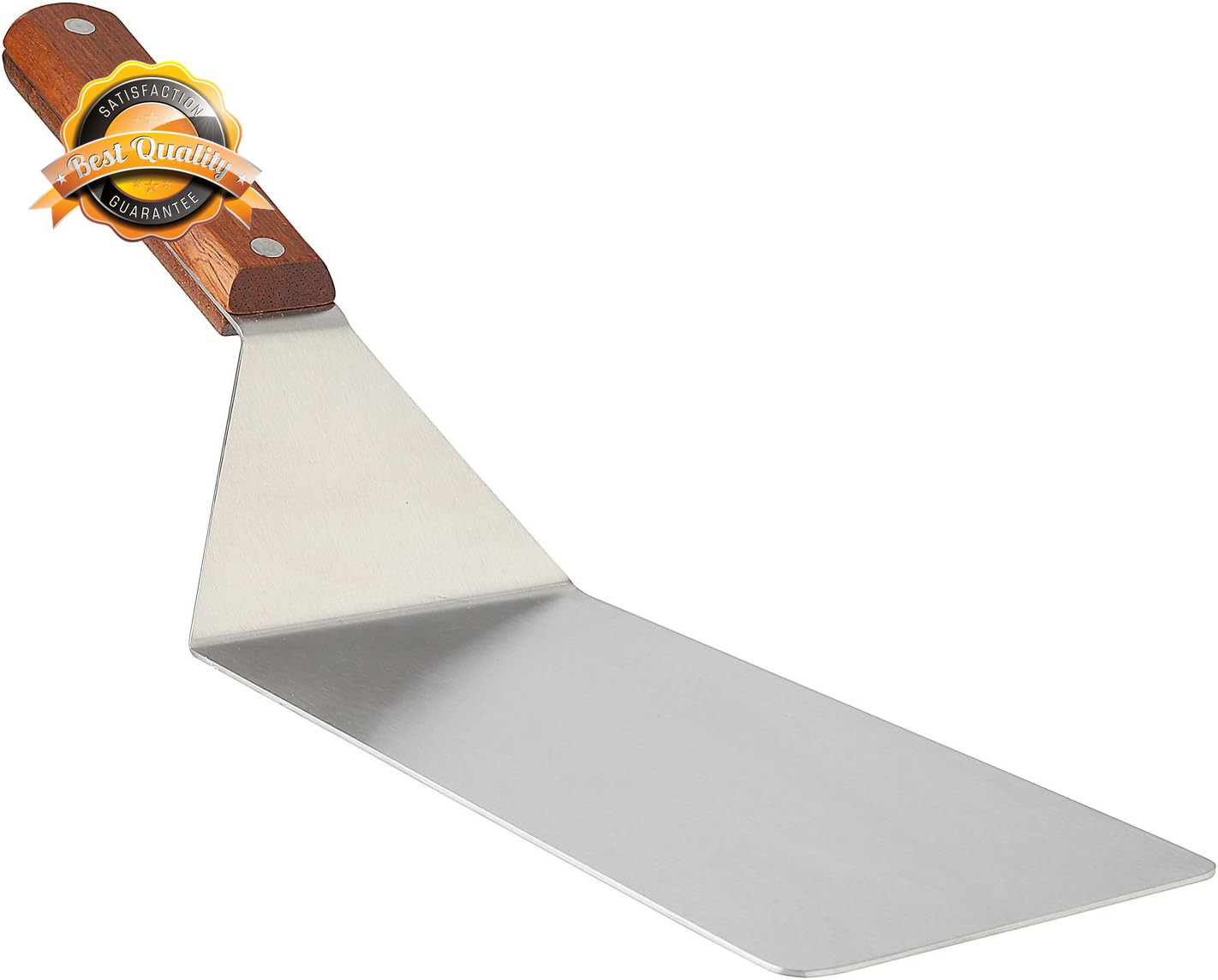 8” Extra Large Sturdy Stainless Steel Spatula Food Turner with Wooden Handle