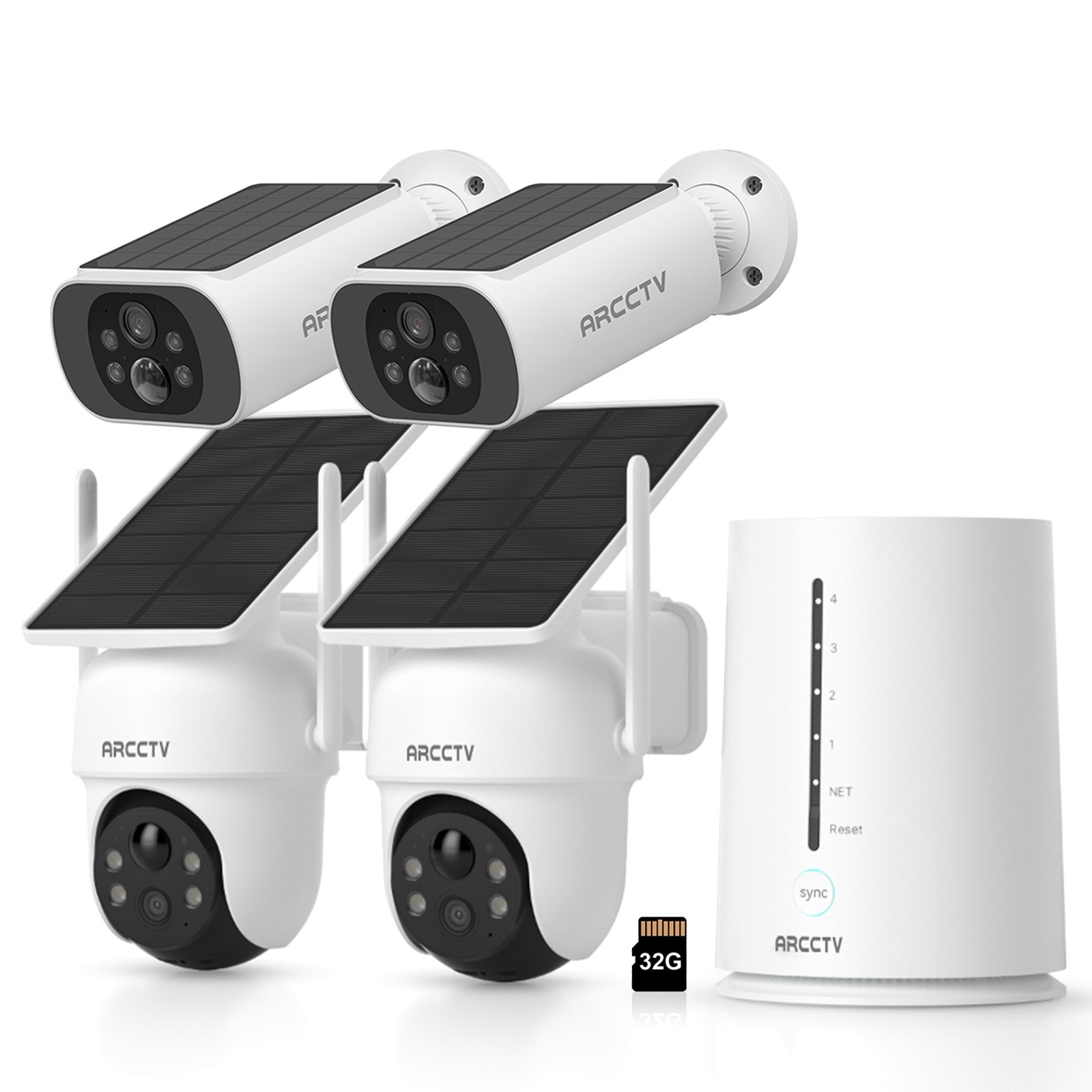 ARCCTV Outdoor Wireless Security Camera System Solar Battery Powered WIFI Camera
