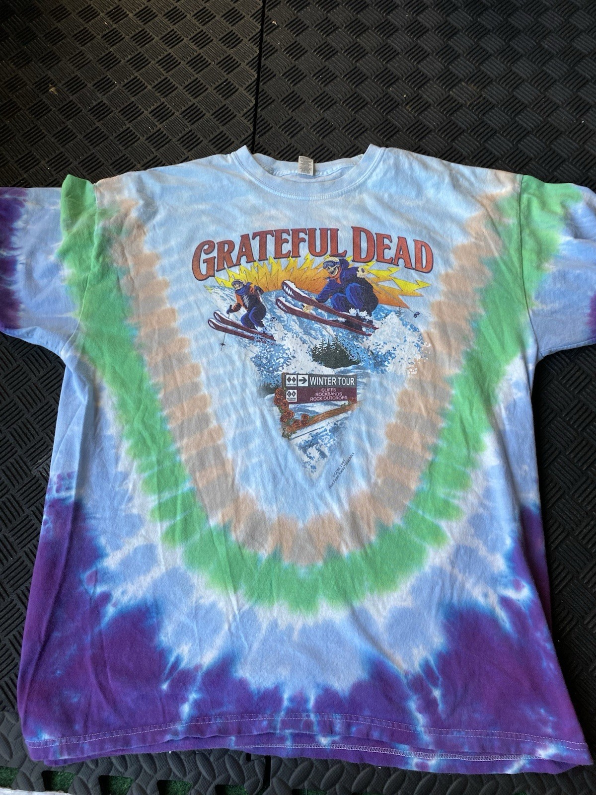 Vtg ‘97 Grateful Dead Shirt XL Winter Tour Skiing Skeleton Tie Dye Not Fade Away