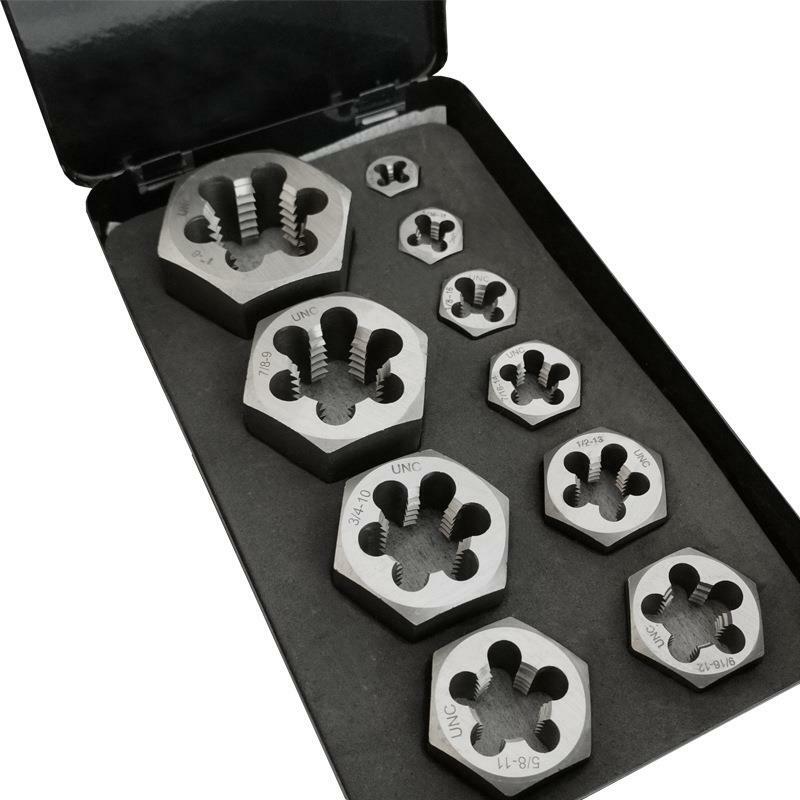 10pcs/set Carbon Steel Hex Die Nut 1/4 5/16 3/8 7/16 1/2 9/16 5/8 3/4 7/8 1"