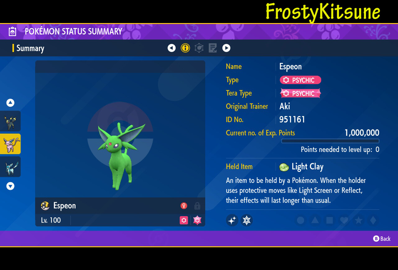 6IV Espeon Shiny & Non-Shiny (Tera Type Options) Pokemon Scarlet & Violet