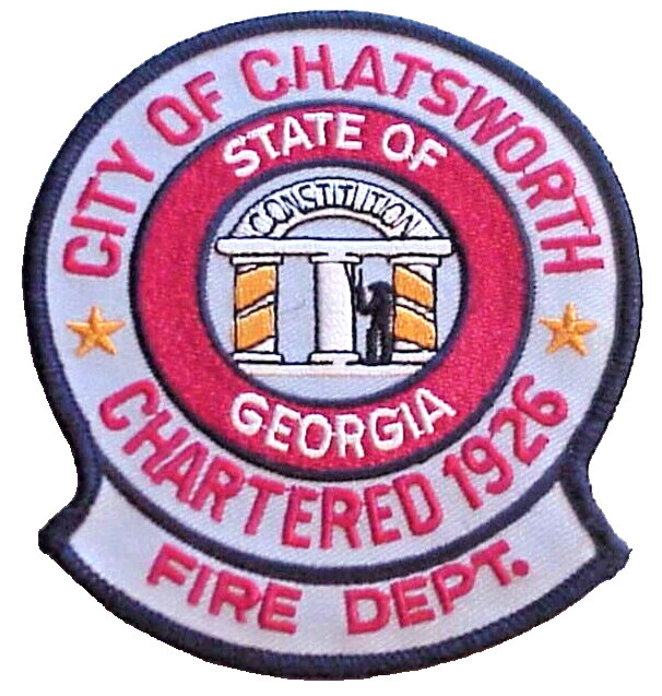 CITY OF CHATSWORTH GEORGIA FIRE DEPT CHARTERED 1926 PATCH  NEW FREE SHIPPING !!!
