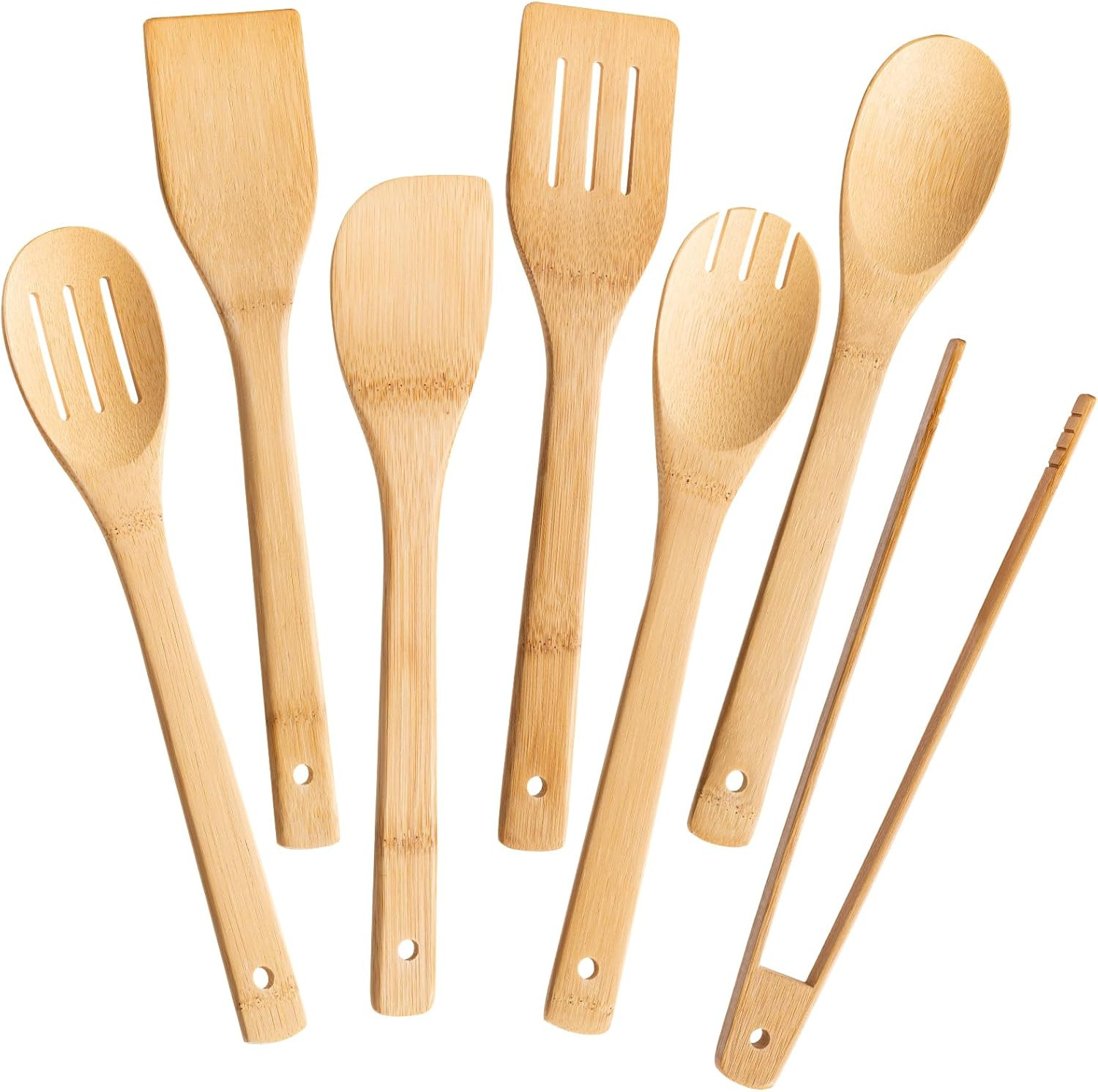 Cucharas de madera, utensilios de cocina de bambú antiadherentes, juegos