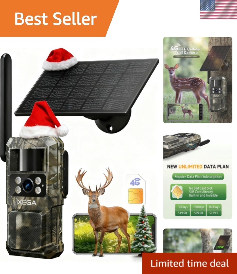 Weatherproof 4G Trail Camera with Livestreaming, No WiFi for Wildlife Monitoring
