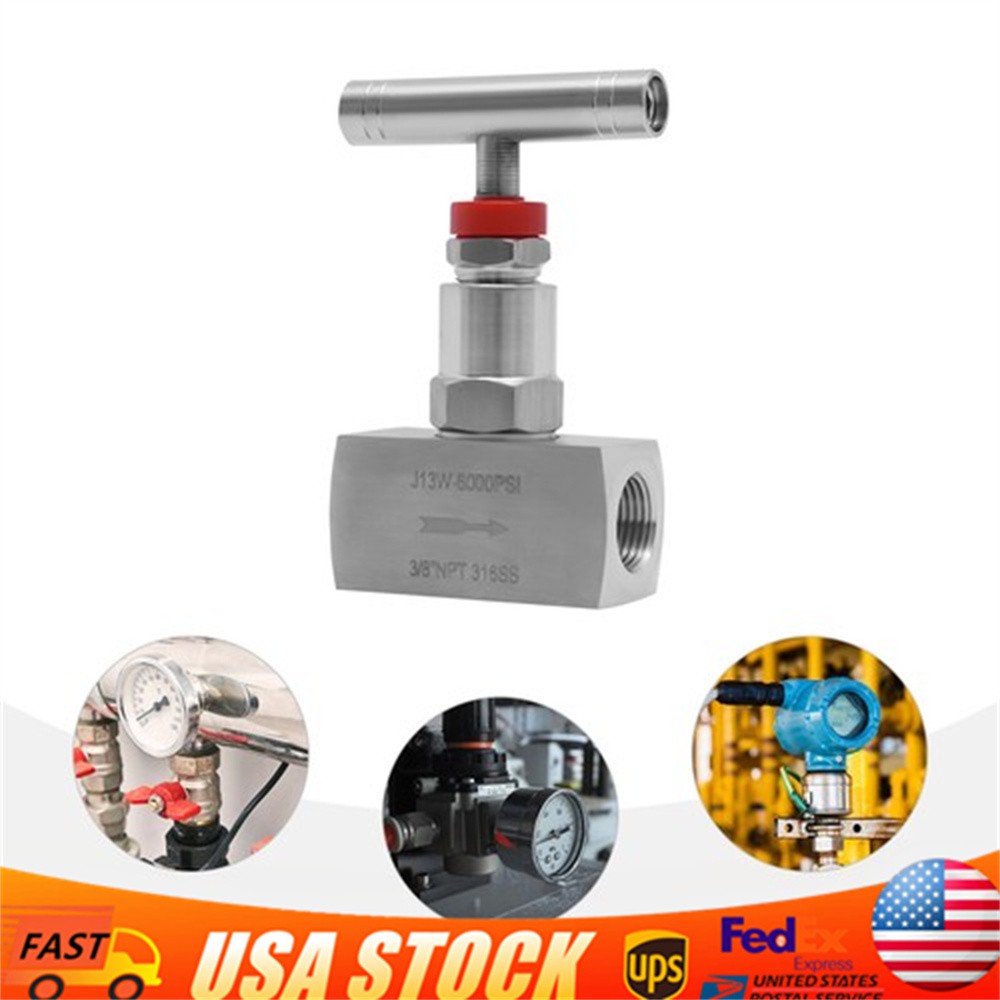 3/8" Stainless Steel Needle Valve 6000 PSI for Hydraulic Flow Control