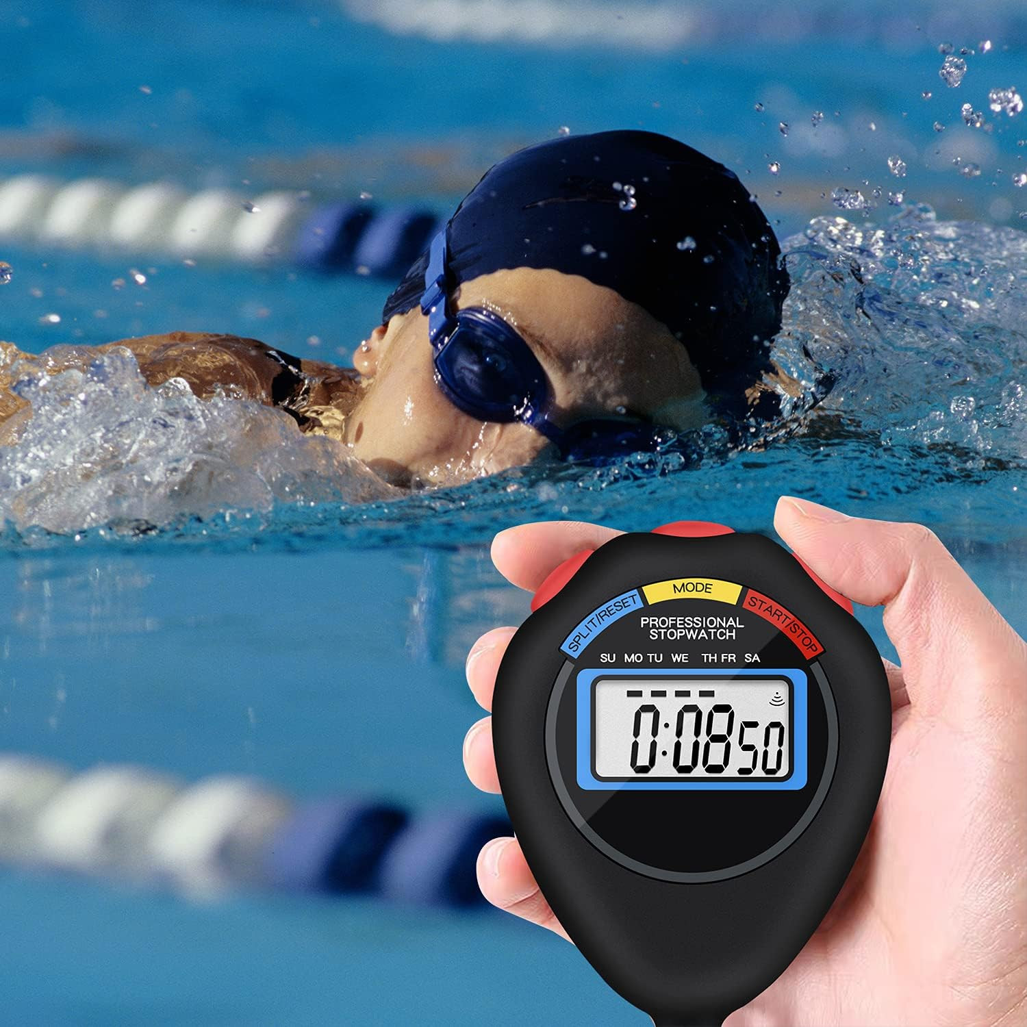 6 Pack Multi-Function Electronic Digital Sport Stopwatch Timer, Large Display wi