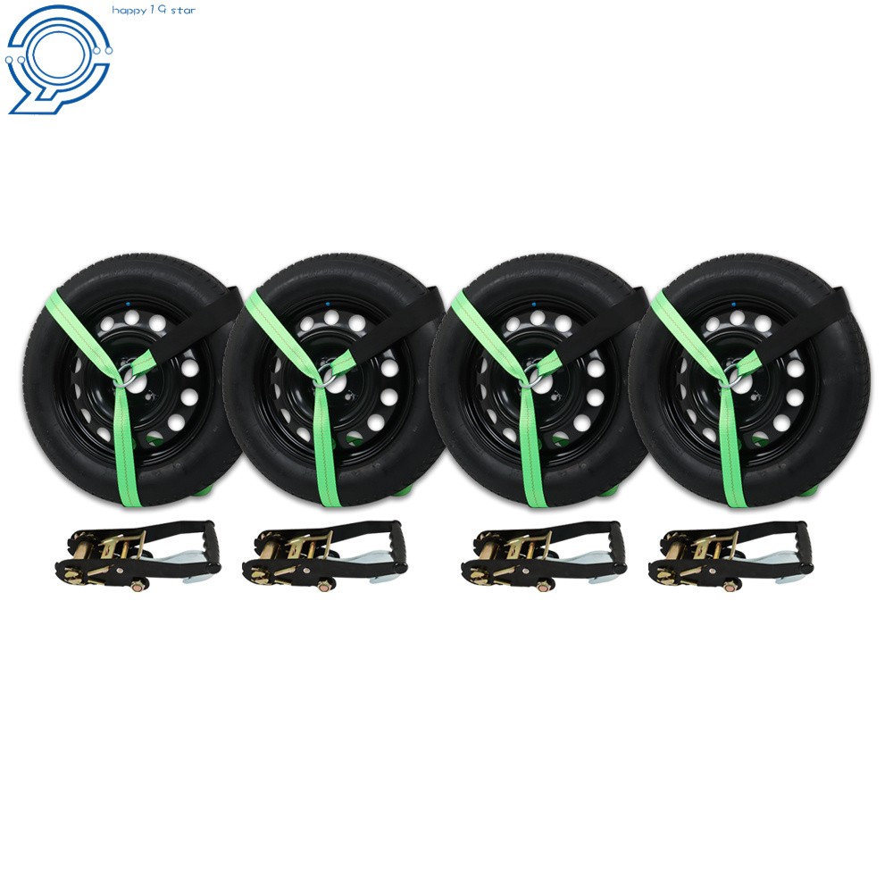 Car Tie Down with Snap Hooks Lasso Style (4 Pack) 2 Inch x 96 Inch For Trailer