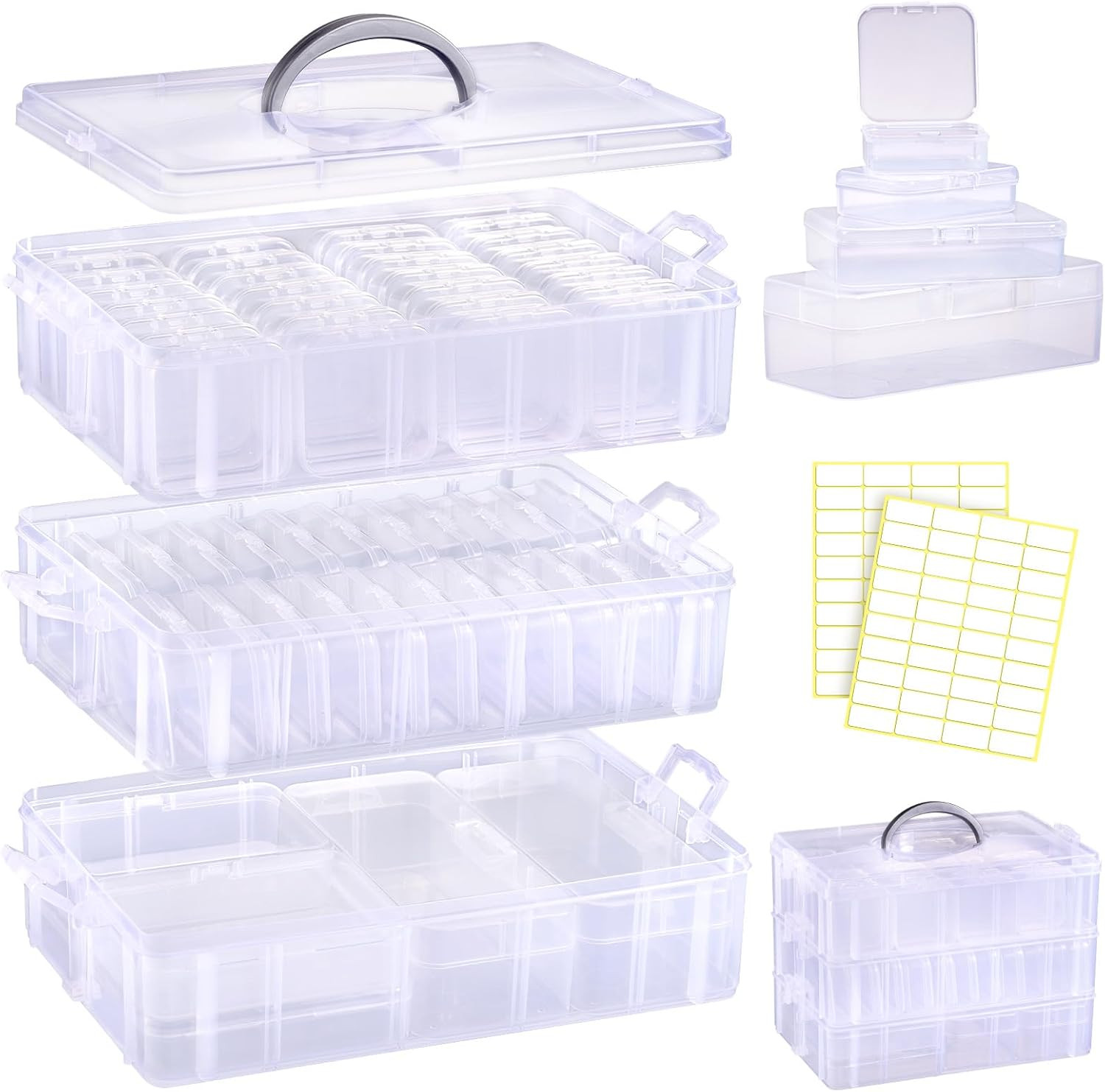 Funtopia Bead Organizers and Storage, 56 Pcs Small Plastic Containers with Lids