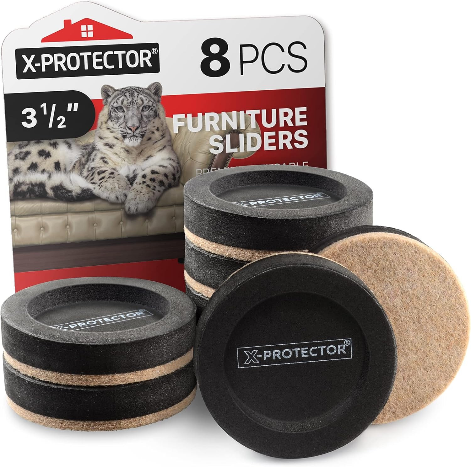 Felt Furniture Sliders for Hardwood Floors  8 PCS 3 ½” - Furniture Slider with U