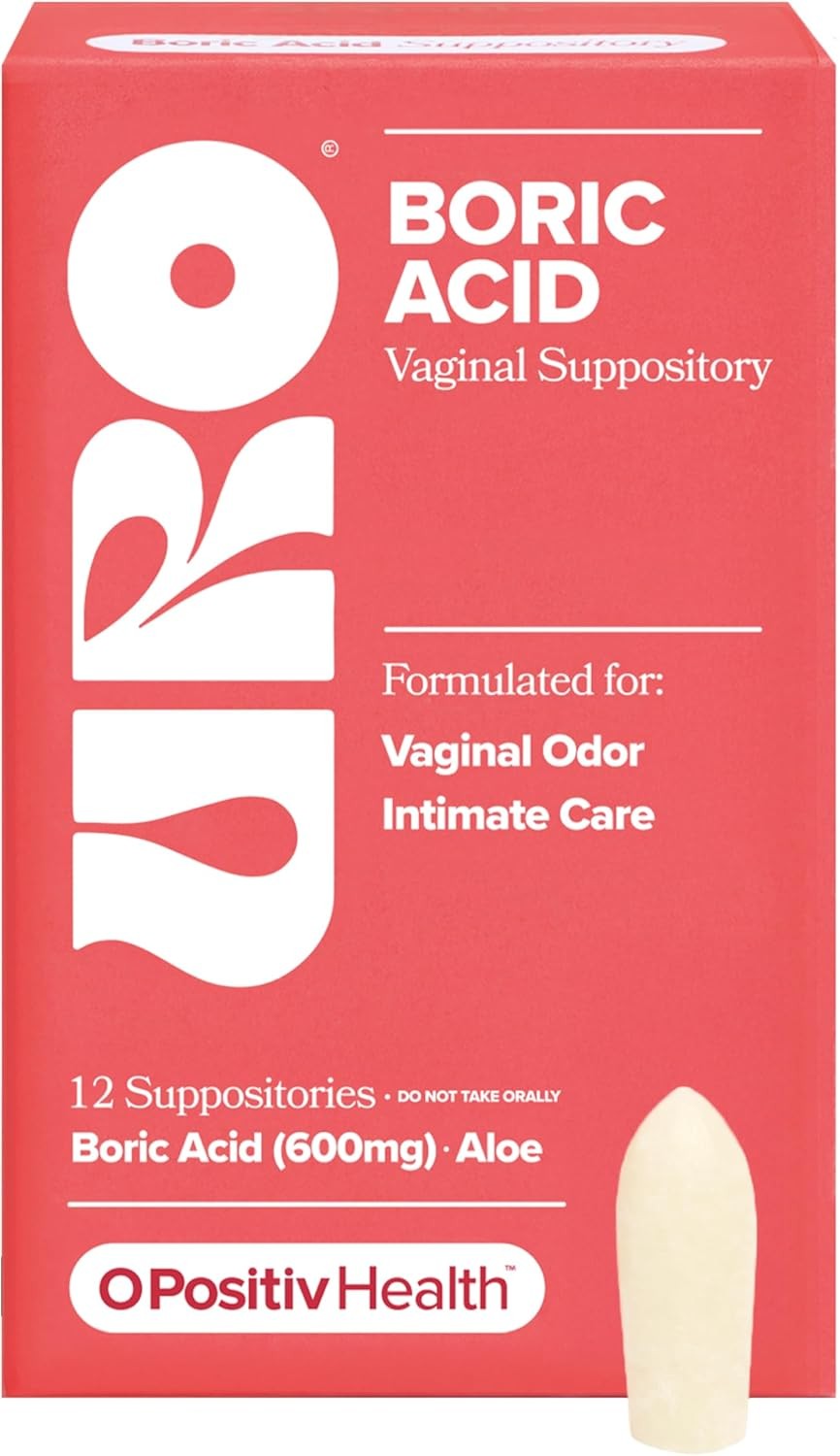 O Positiv URO Boric Acid Vaginal Suppository – Lactic Acid,12 Count (Pack of 1)