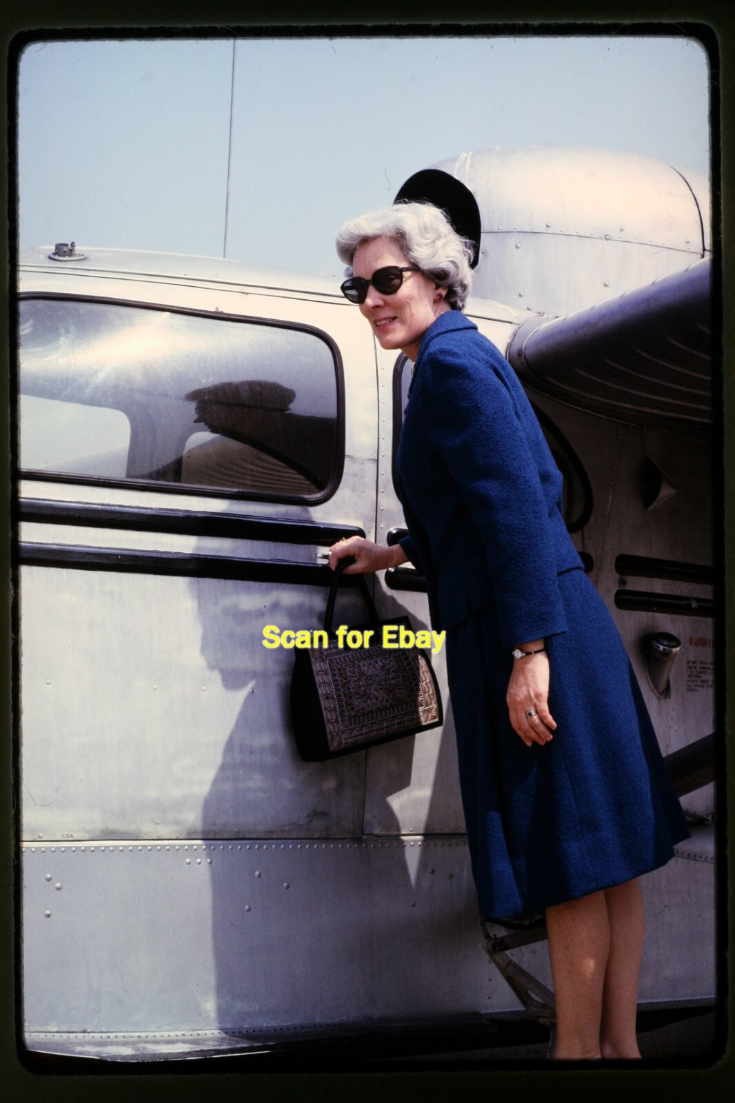 Woman w/ Republic RC-3 Seabee Aircraft in 1966, Kodachrome Slide aa 18-2a
