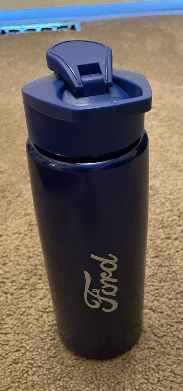 Water bottle With Ford Logo - 9” Tall - Blue - New!