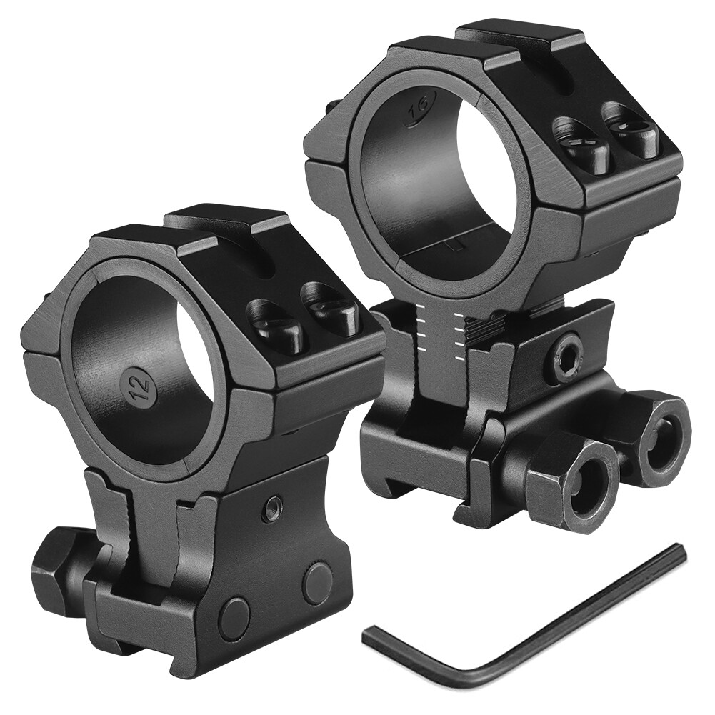 2Pcs 1"/30mm Ring Adjustable Center Height Scope Mount for 11mm Riser Base Mount