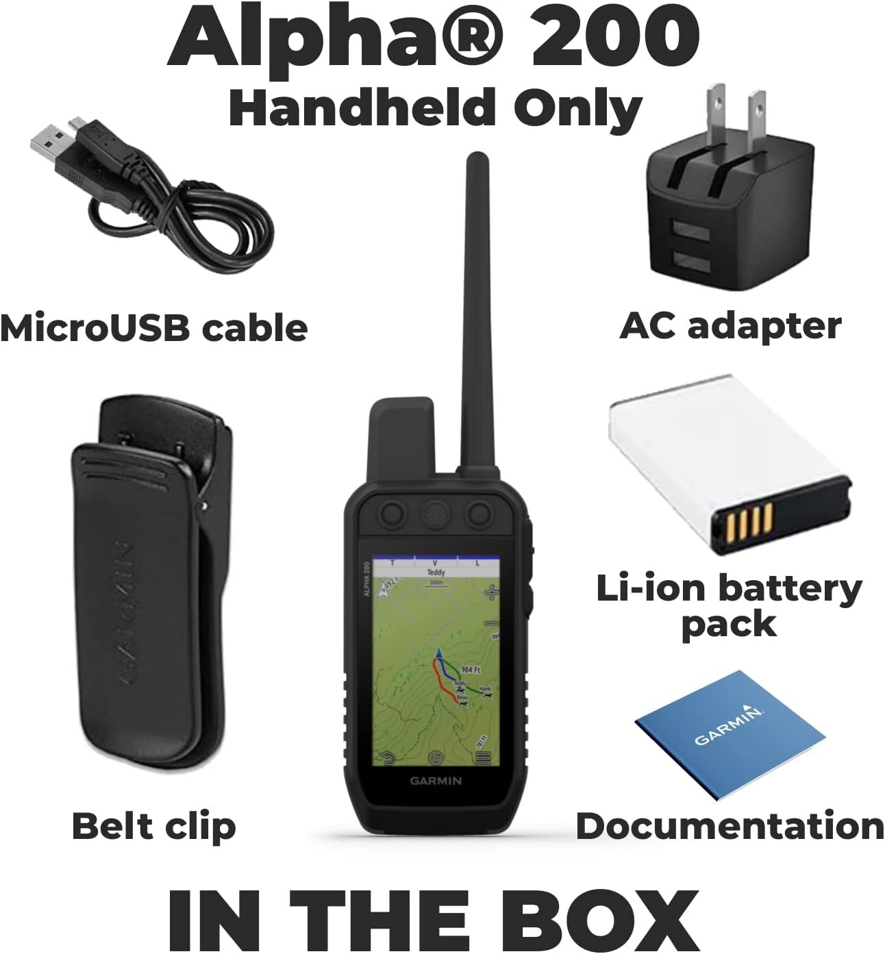 Garmin Alpha 200 Handheld Multi-Dog Tracker and Trainer High-Sensitivity GPS