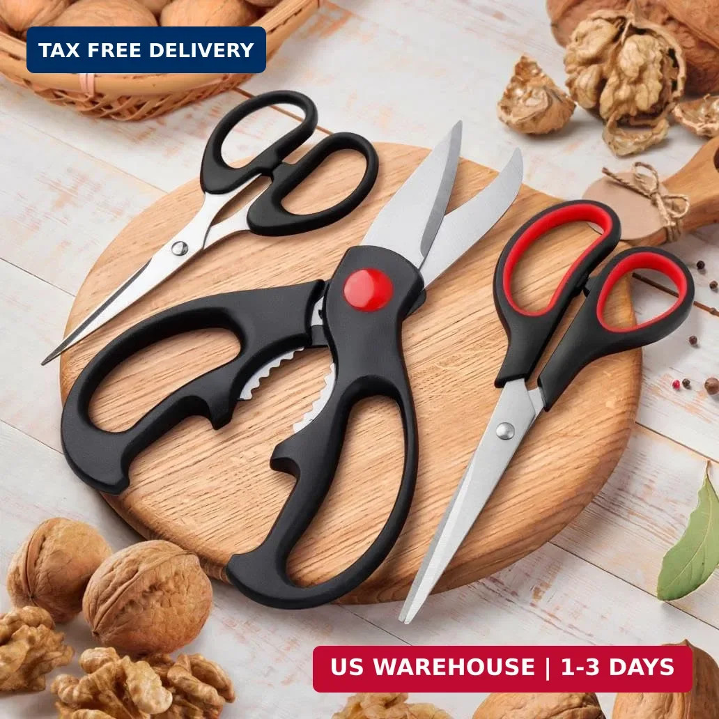 Kitchen Shears Set - QtoiKce Kitchen Scissors 3 Pack All Purpose Poultry Shears,