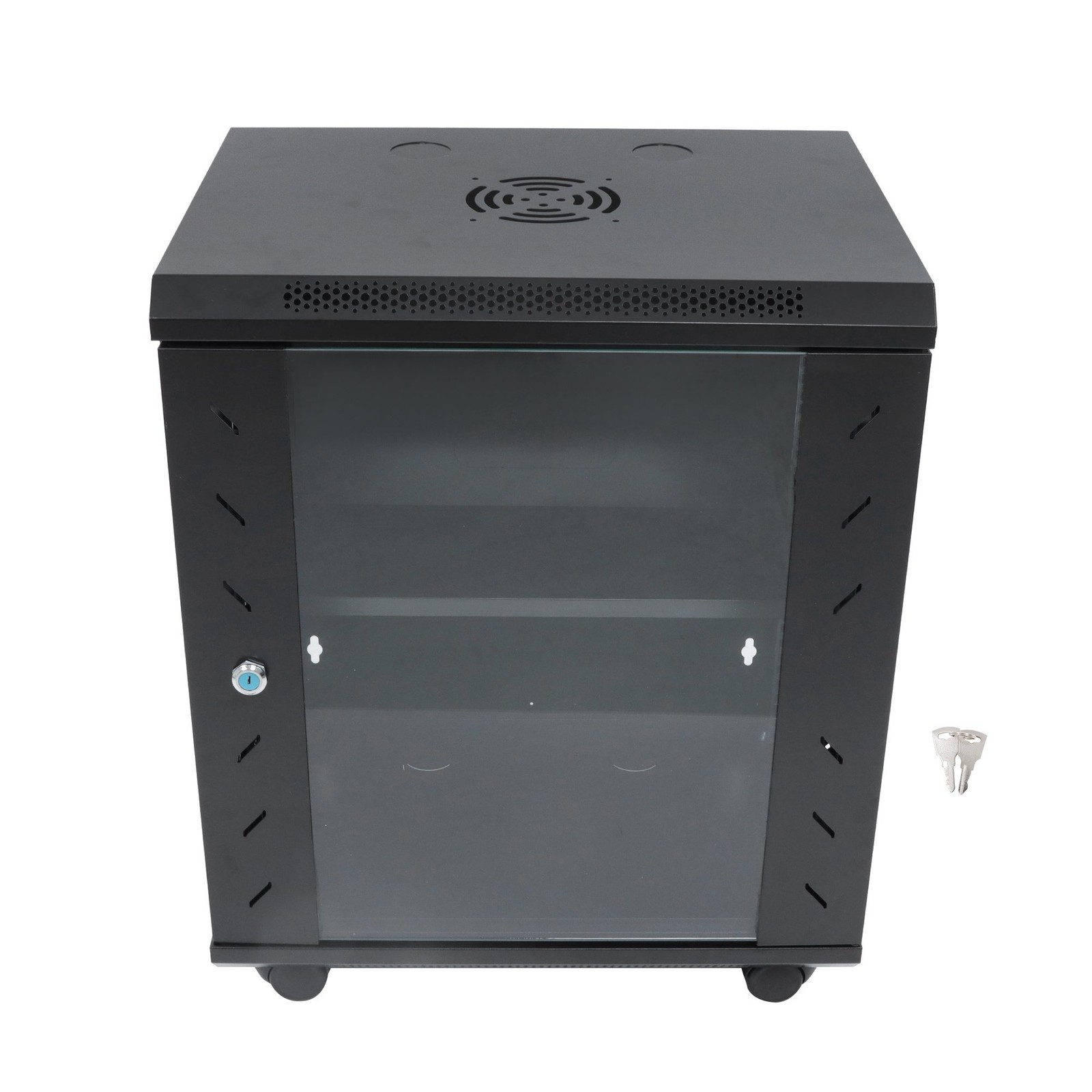 Wall Mount Server Rack 15.5" Deep Locking Glass Door & Panels 12U