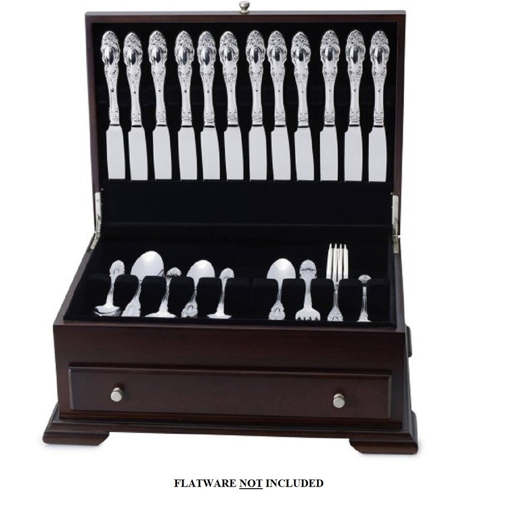 Wallace Dark Walnut Single Drawer Footed Flatware Storage Chest