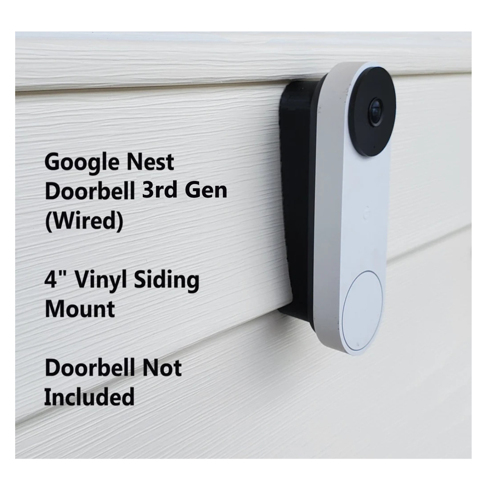 Google Nest Doorbell Wired 3rd Gen - 2K 4" Vinyl Siding Mount Wedge Angle Adjust