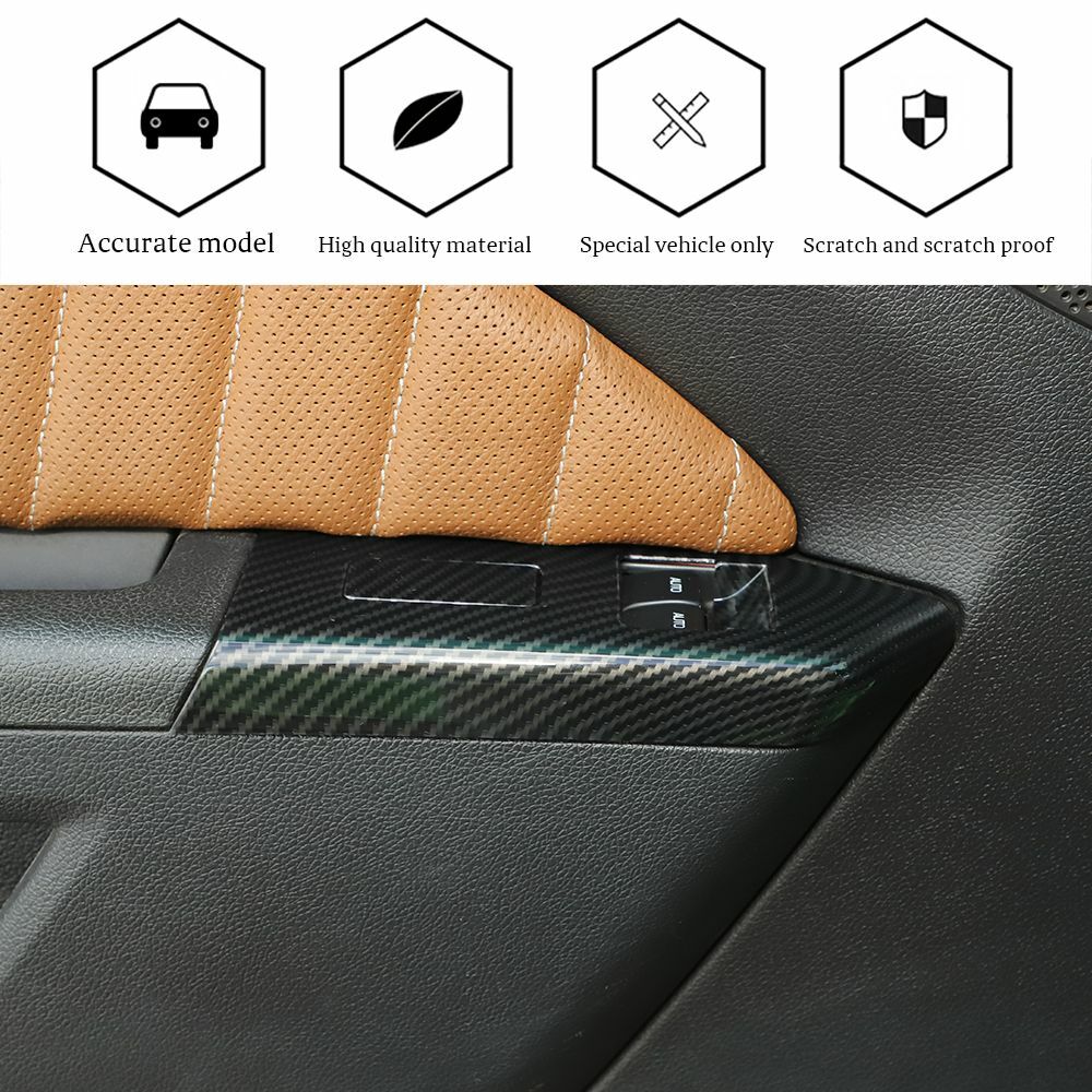 3X Carbon Fiber Window Lift Switch Button Panel Trim For 2010-2014 Ford Mustang
