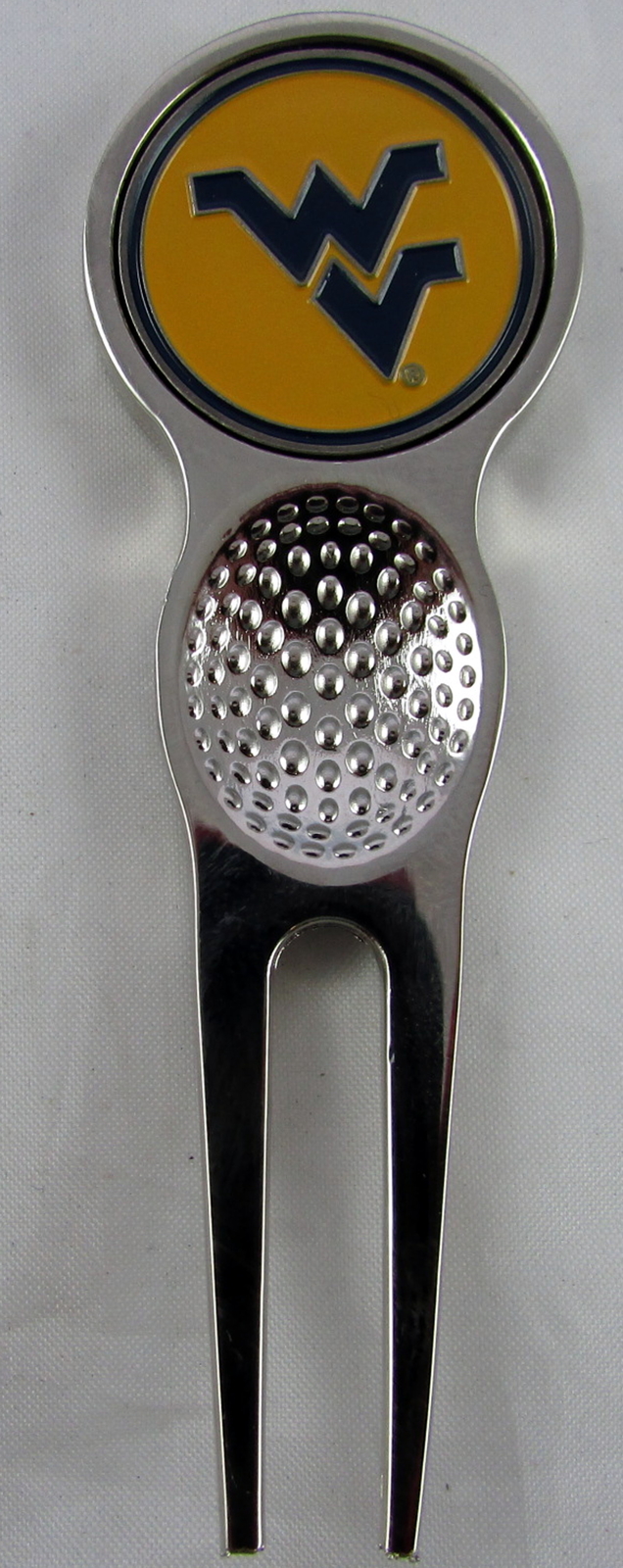 Collegiate NCAA Golf Divot Repair Tool Ballmark Silver West Virginia Mountaineer