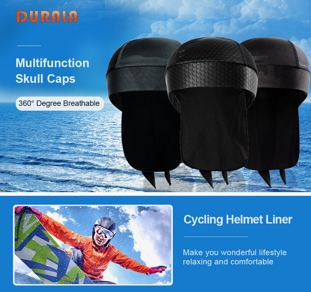 Motorcycle Wrap Biker Du Do Black Bandana Paisley Doo Rag Head Skull Cap Durag