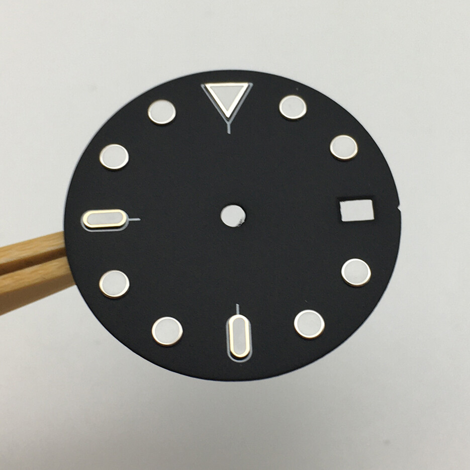 28.5mm NH35 Dial Black No Logo Green Luminous for NH35 Movement Watch Dial