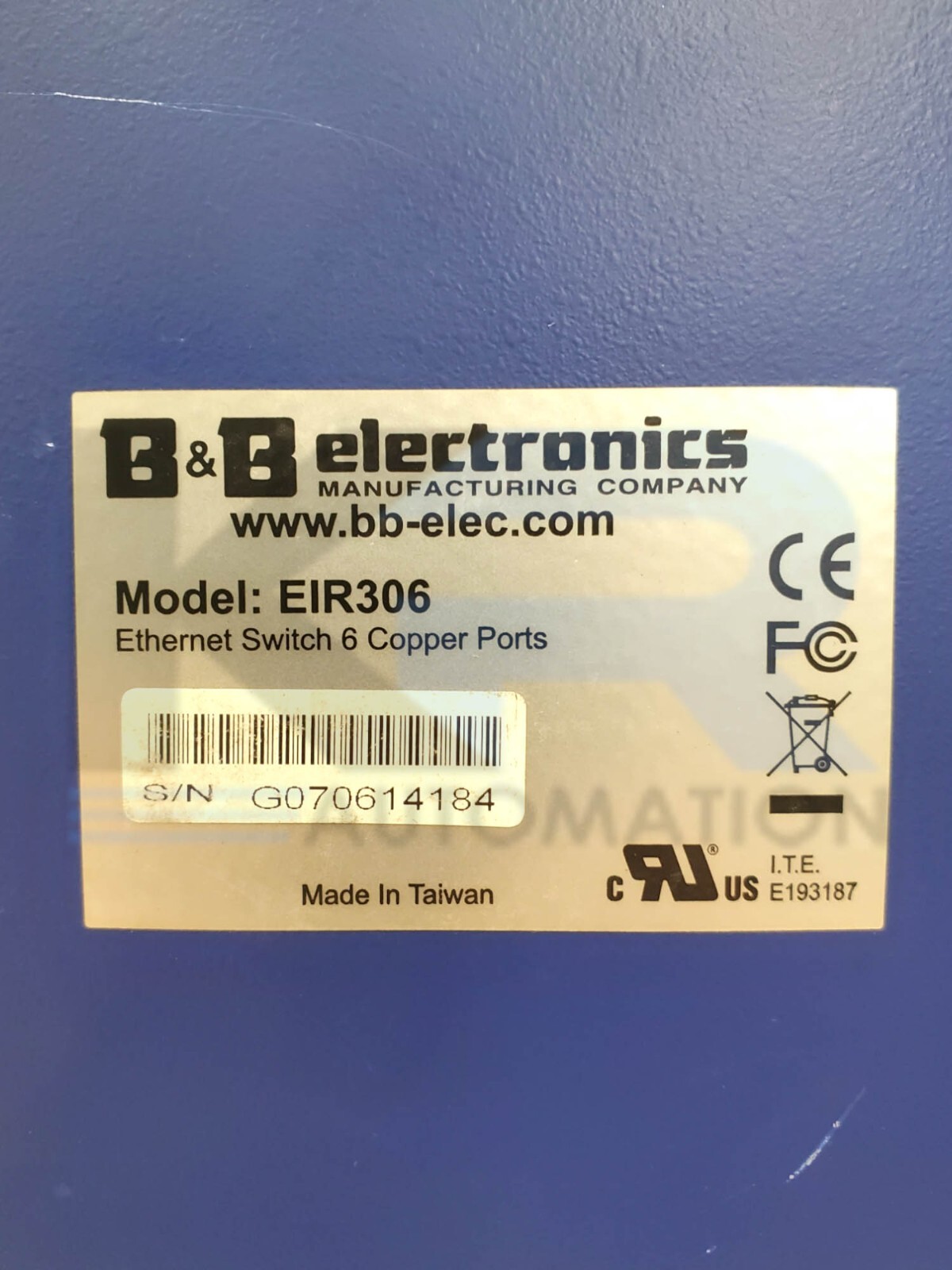 B&B Electronics EIR306 Ethernet Switch 6 Copper Ports 10/100 Base