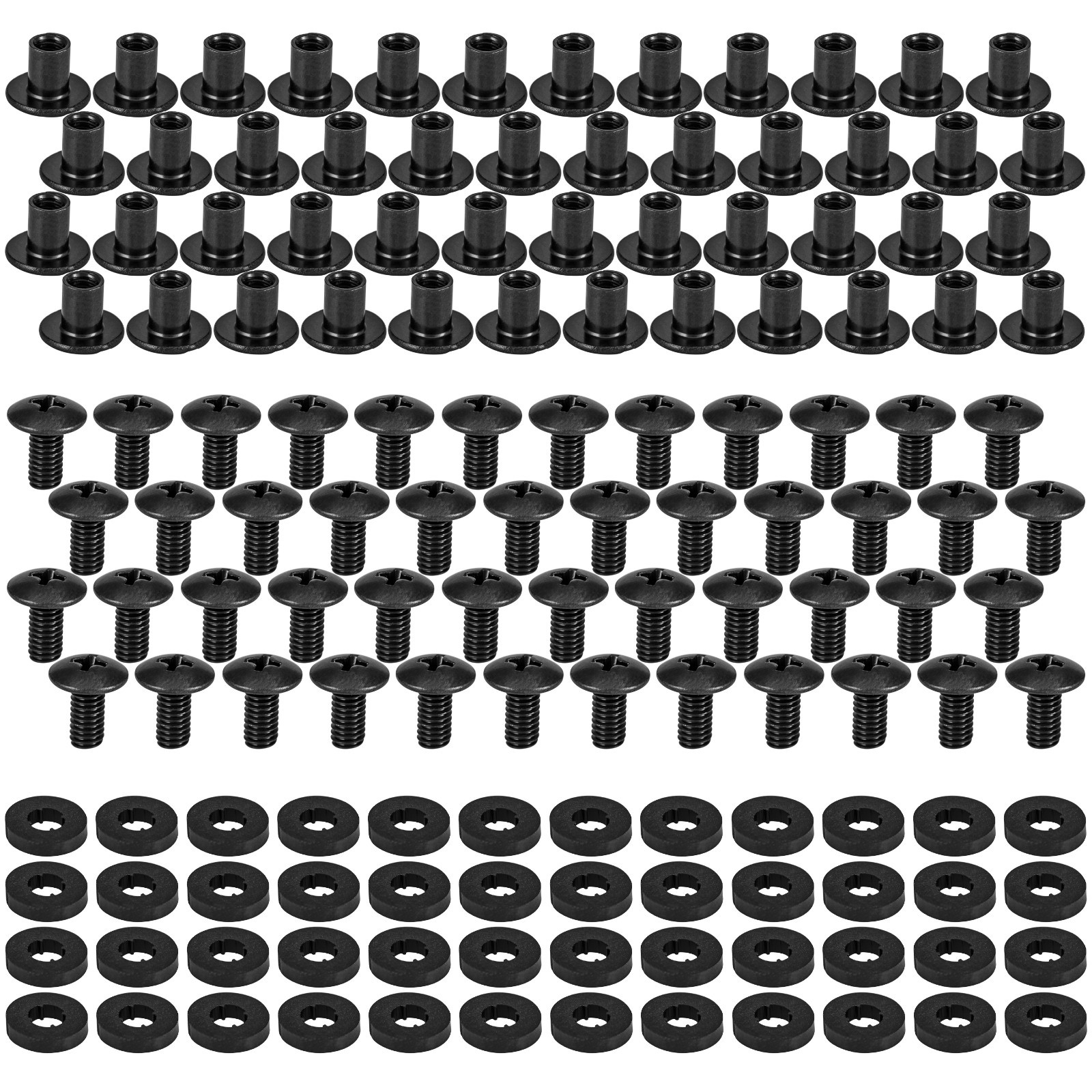 Black Chicago Screws, 48 Sets, 3/8" for DIY Kydex and Leather Gun Holsters/Clips