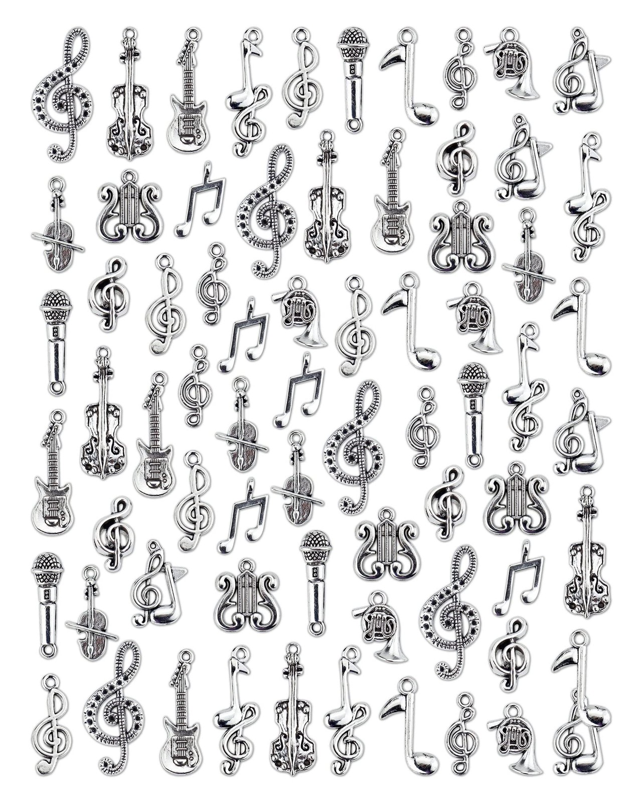 JIALEEY Music Charms Multistyle Musical Instrument Notes Symbols Silver