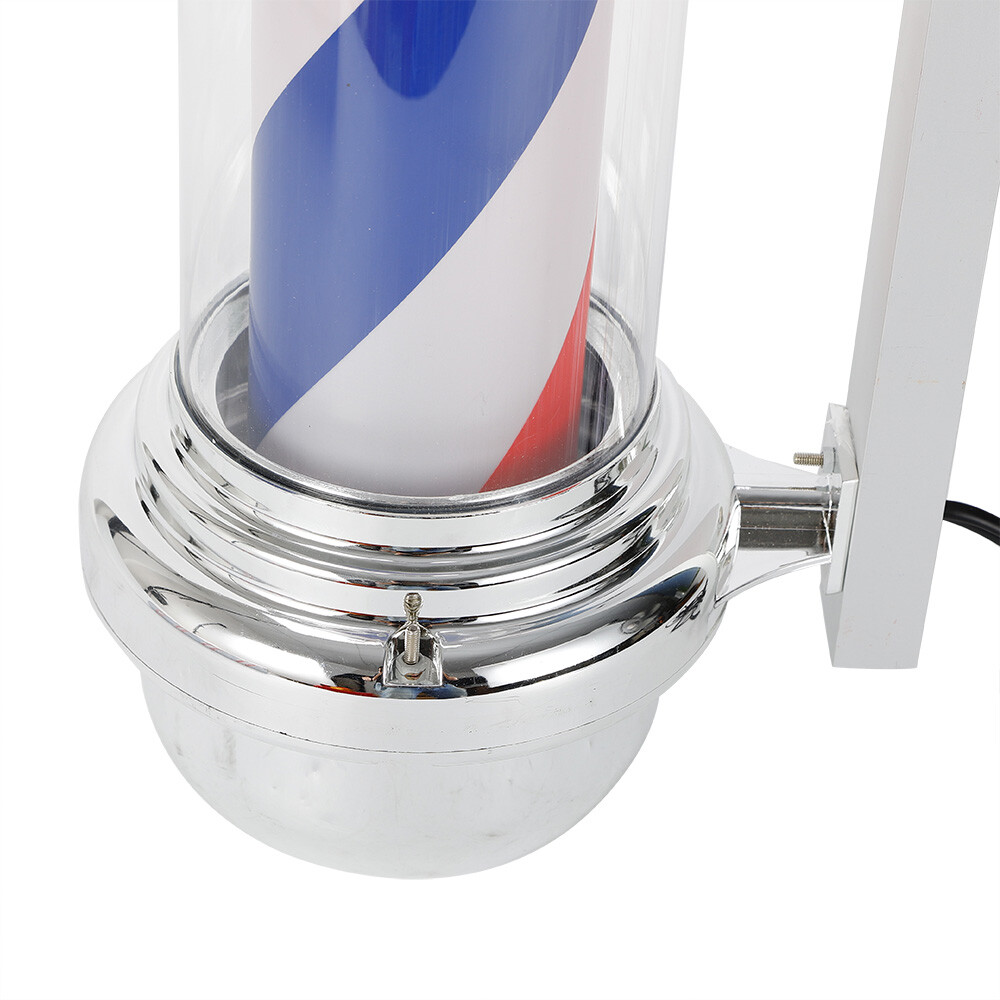 Barber Shop Pole Rotating Light LED Stripes Sign Lamp Hair Salon Red White Blue
