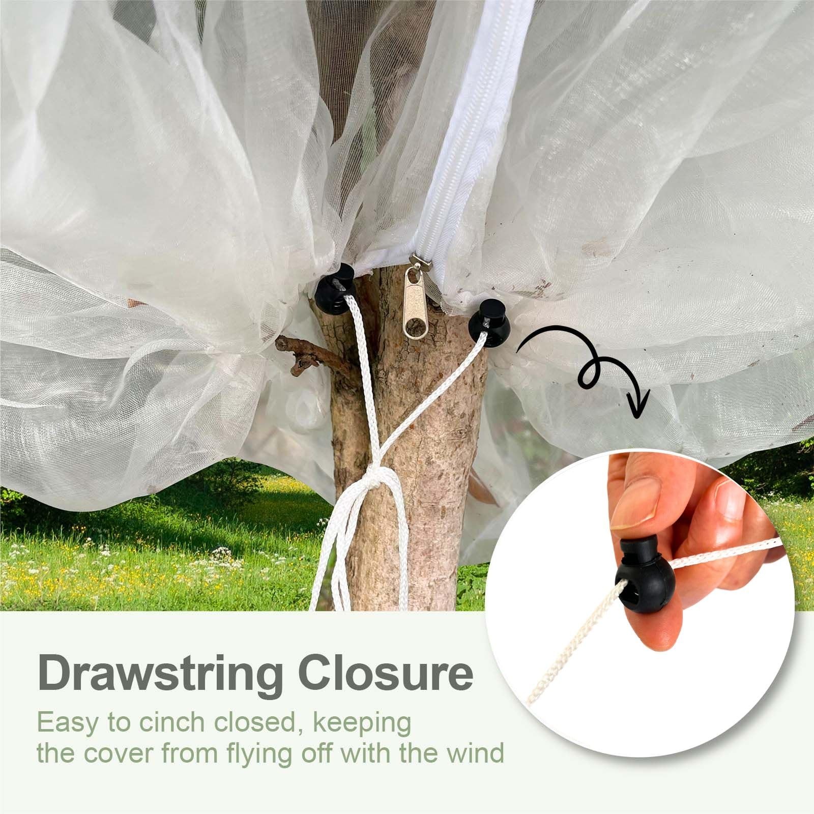 Fruit Tree Netting Cover with Zipper & 8 x 8 ft(2 Packs), White