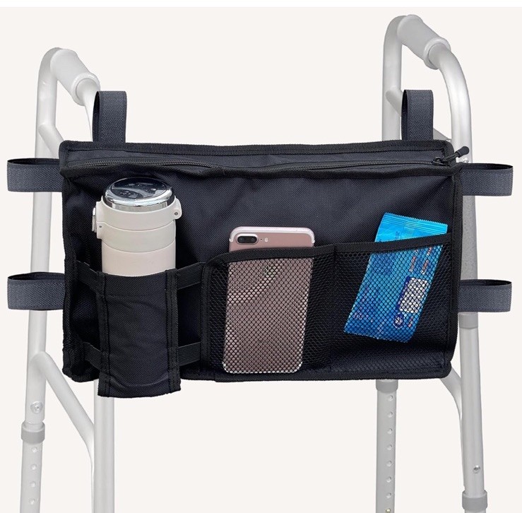 Walker Accessories Bag Basket with Cup Holder Suit for Adult Folding Walkers ...