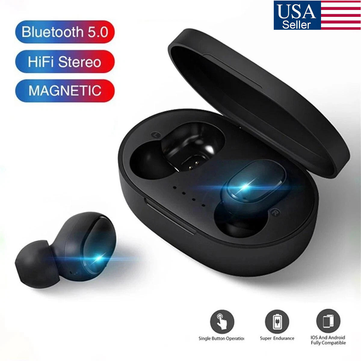 TWS Bluetooth Wireless Earbuds Waterproof Bluetooth 5.0 Headset Noise Cancelling