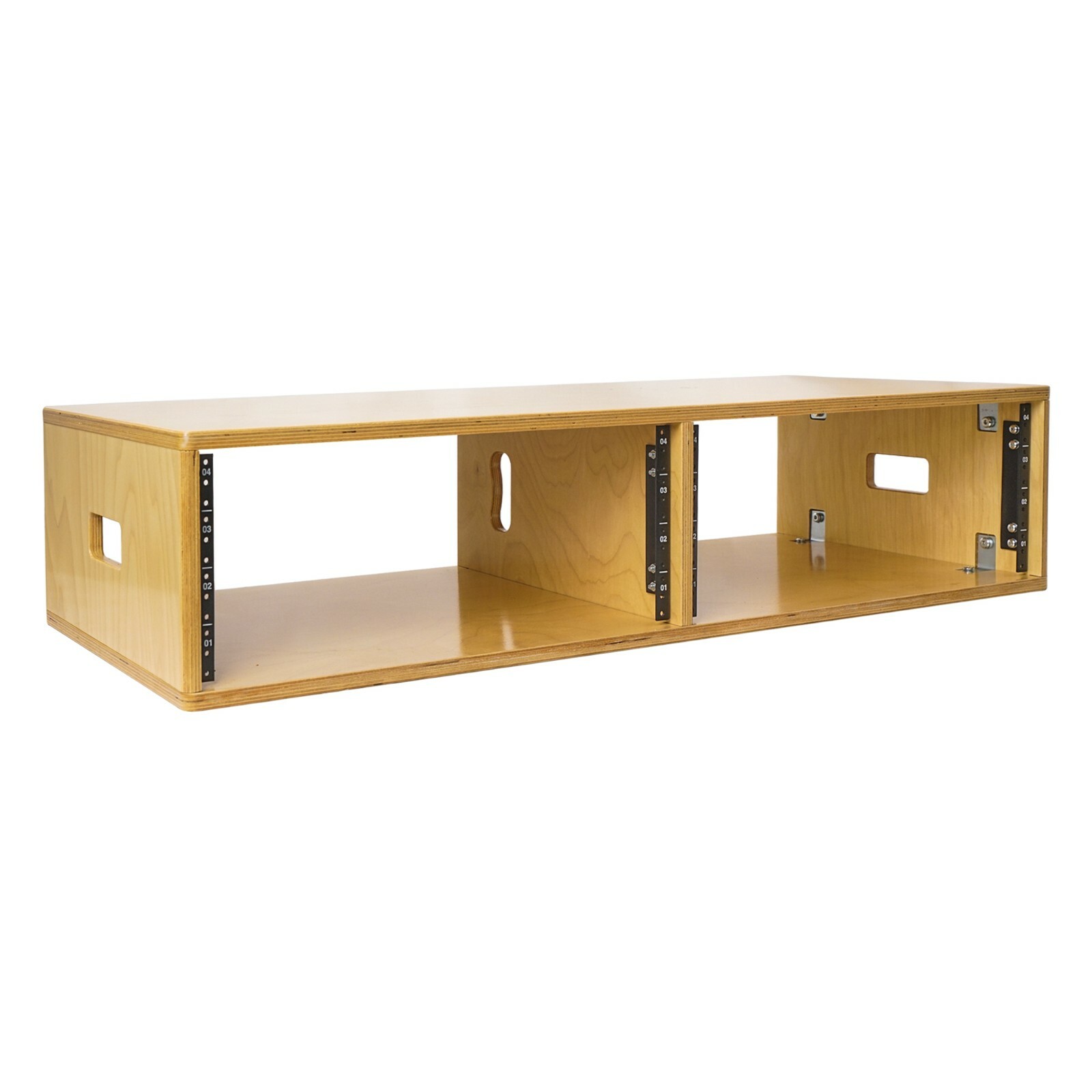 Sound Town DIY 2 x 4U Plywood Studio Rack Golden Oak Recording Room (SDRK-D4)