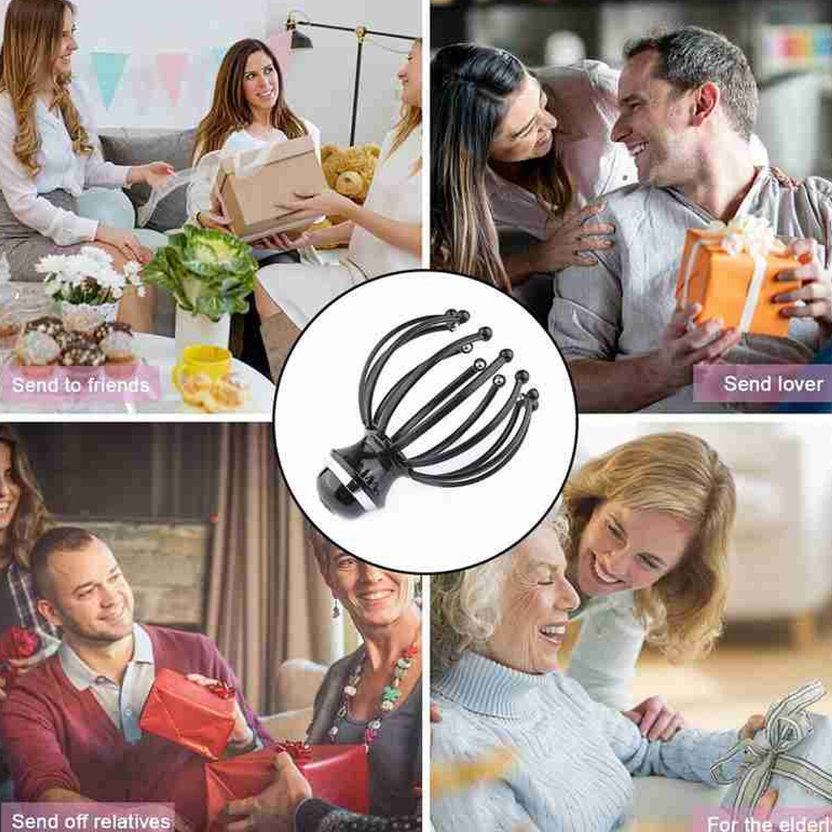 Head Massager Octopus Claw Handheld SPA Scalp Massager Electric Vibration Relax