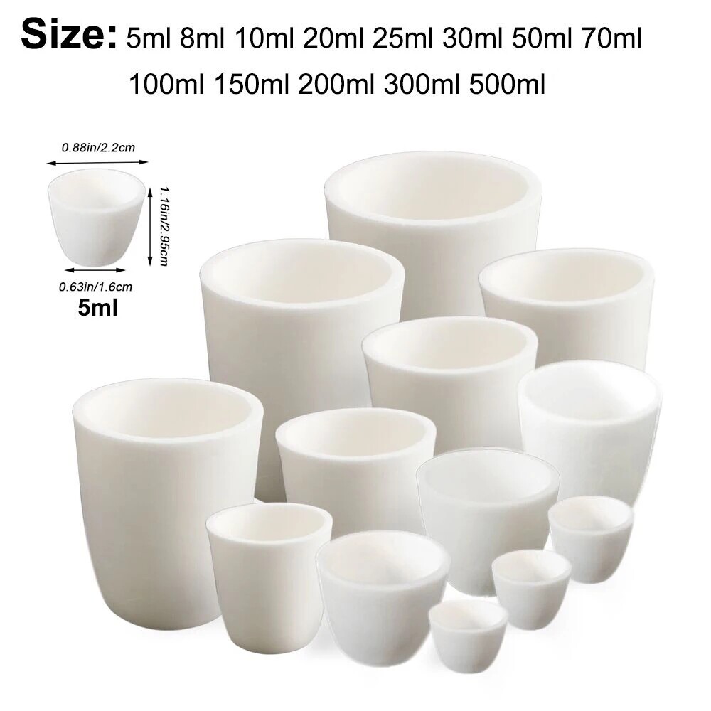 5-1000ml Alumina Crucible 99% Alumina Ash Crucible Without Cover for Experiment
