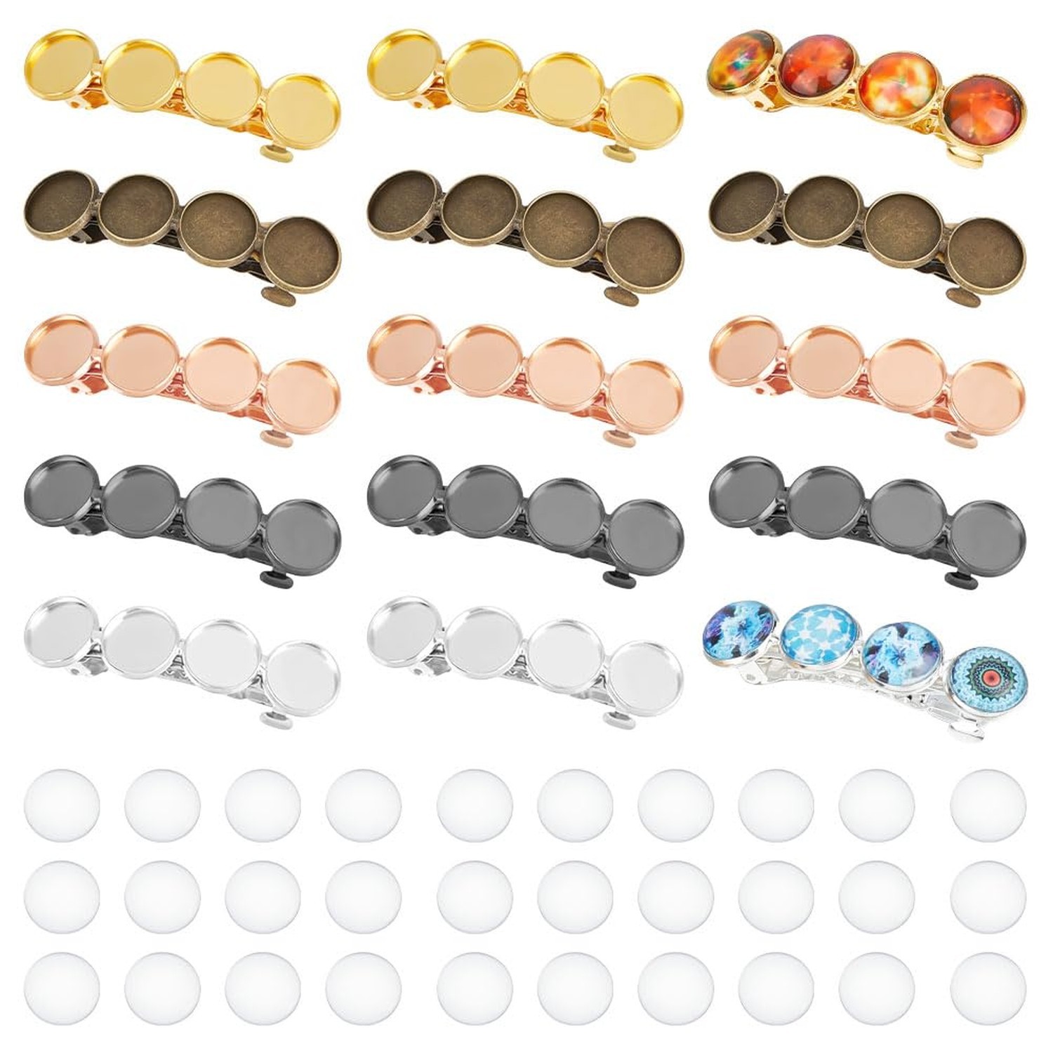 UNICRAFTALE Hair Barrettes Settings - 20Pcs 5 Colors Brass Blank Metall Hair ...