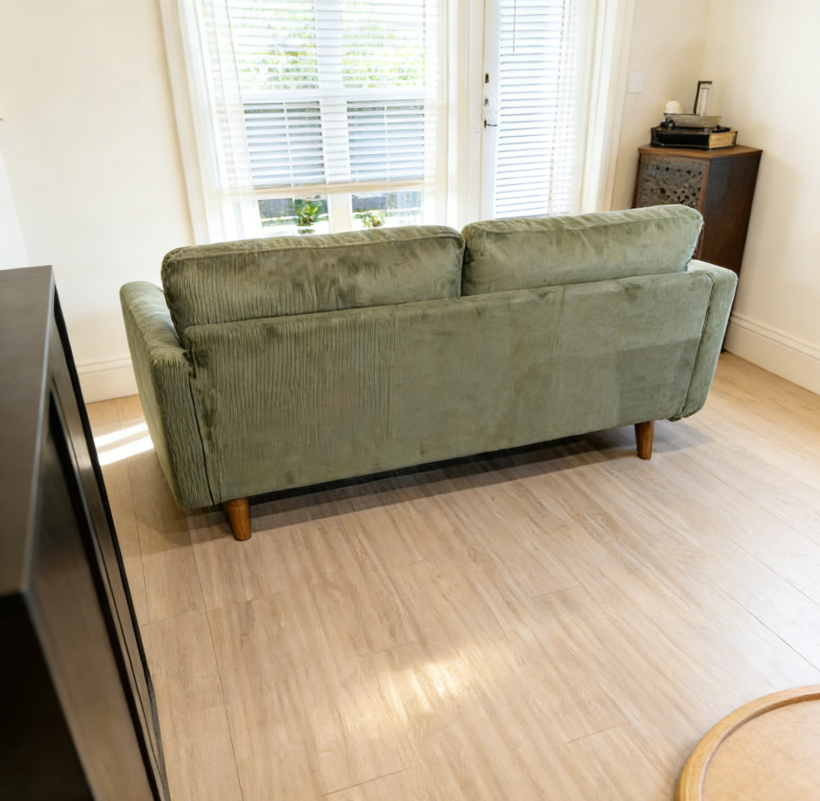 NEW 68" Corduroy Sofa 2-Seater, Modern Small Space Couch for Living Room Green