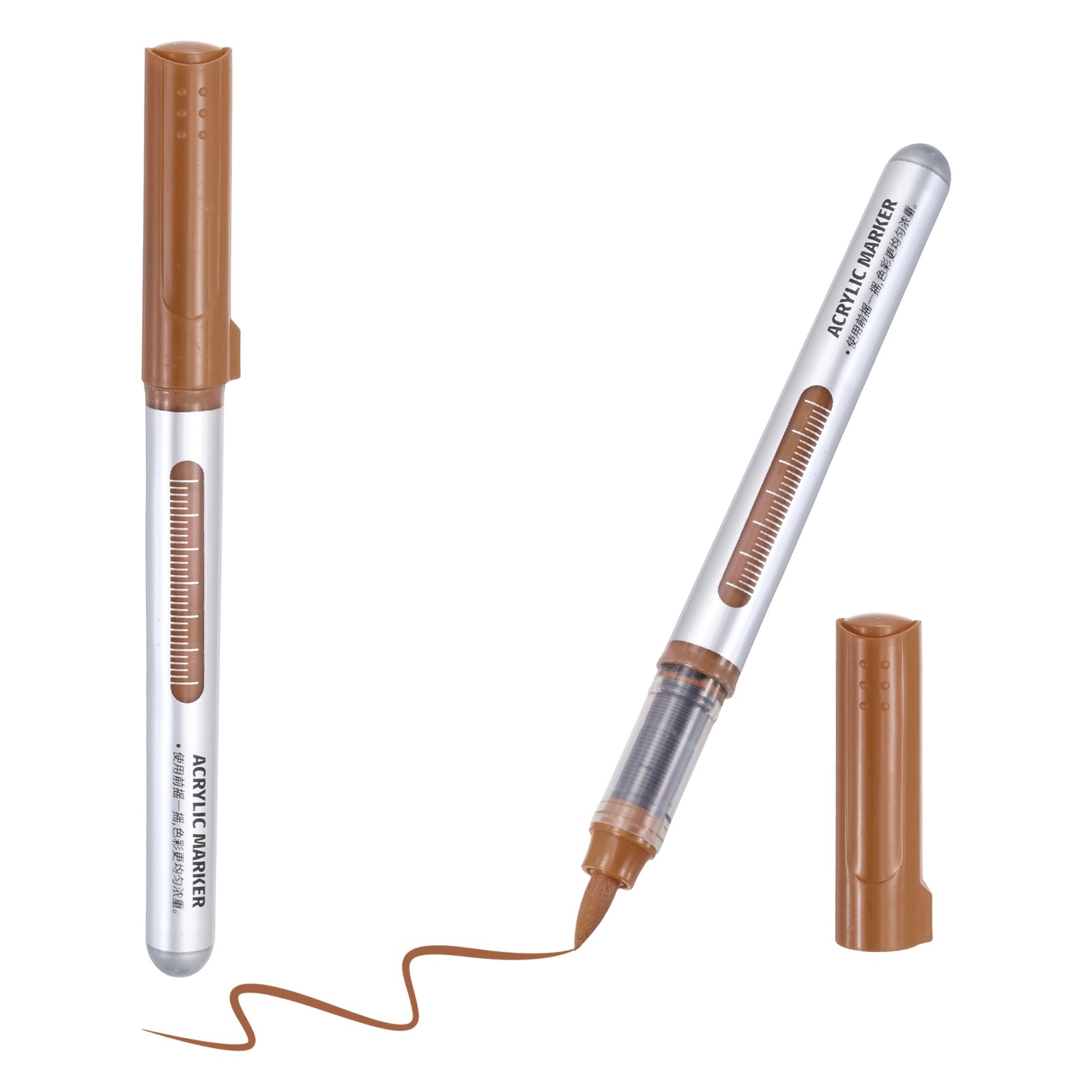 Acrylic Paint Markers, 2Pcs Acrylic Paint Pens Soft Tip Coffee Brown