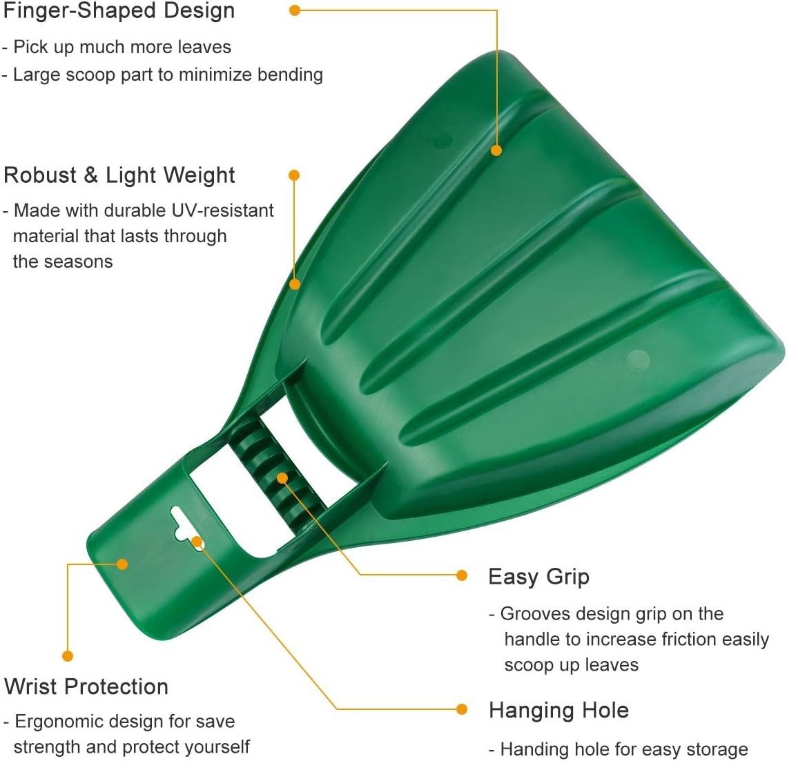Oversized Leaf Scoops - Comfortable Hand Rake for Effortless Leaf Collection