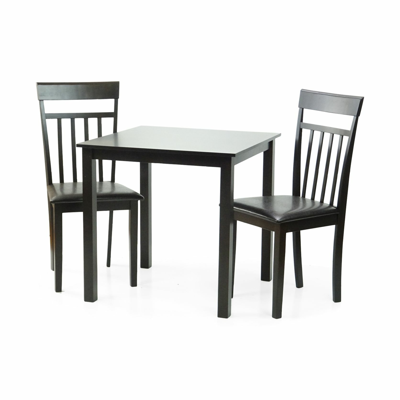 Dining Kitchen 3 Pcs SET Square Table 2 Warm Chairs Espresso Finish