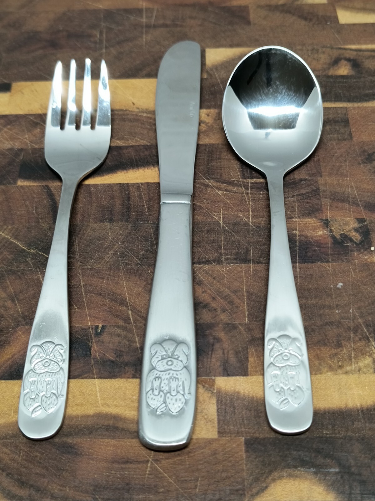 Amefa Flatware Kids 3 Piece Set Stainless 18/0 Bear Design On Handle