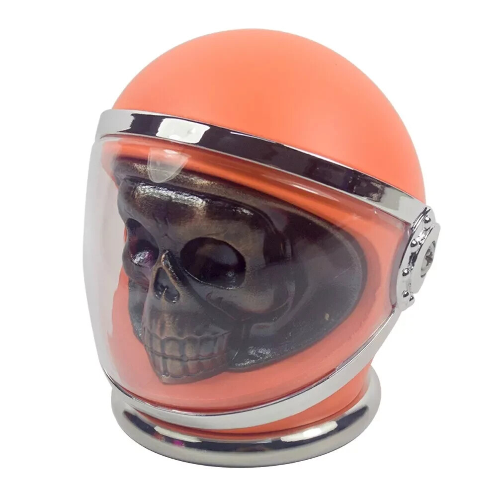 3" 4 PC 3D Metal Skull in Helmet Tobacco Herb Spice Grinder Smoke Crusher Orange
