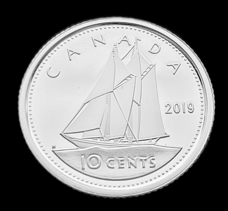 *** 2019  CANADA  10  CENTS  PROOF  ULTRA  HEAVY  CAMEO  99.99  FINE  SILVER ***